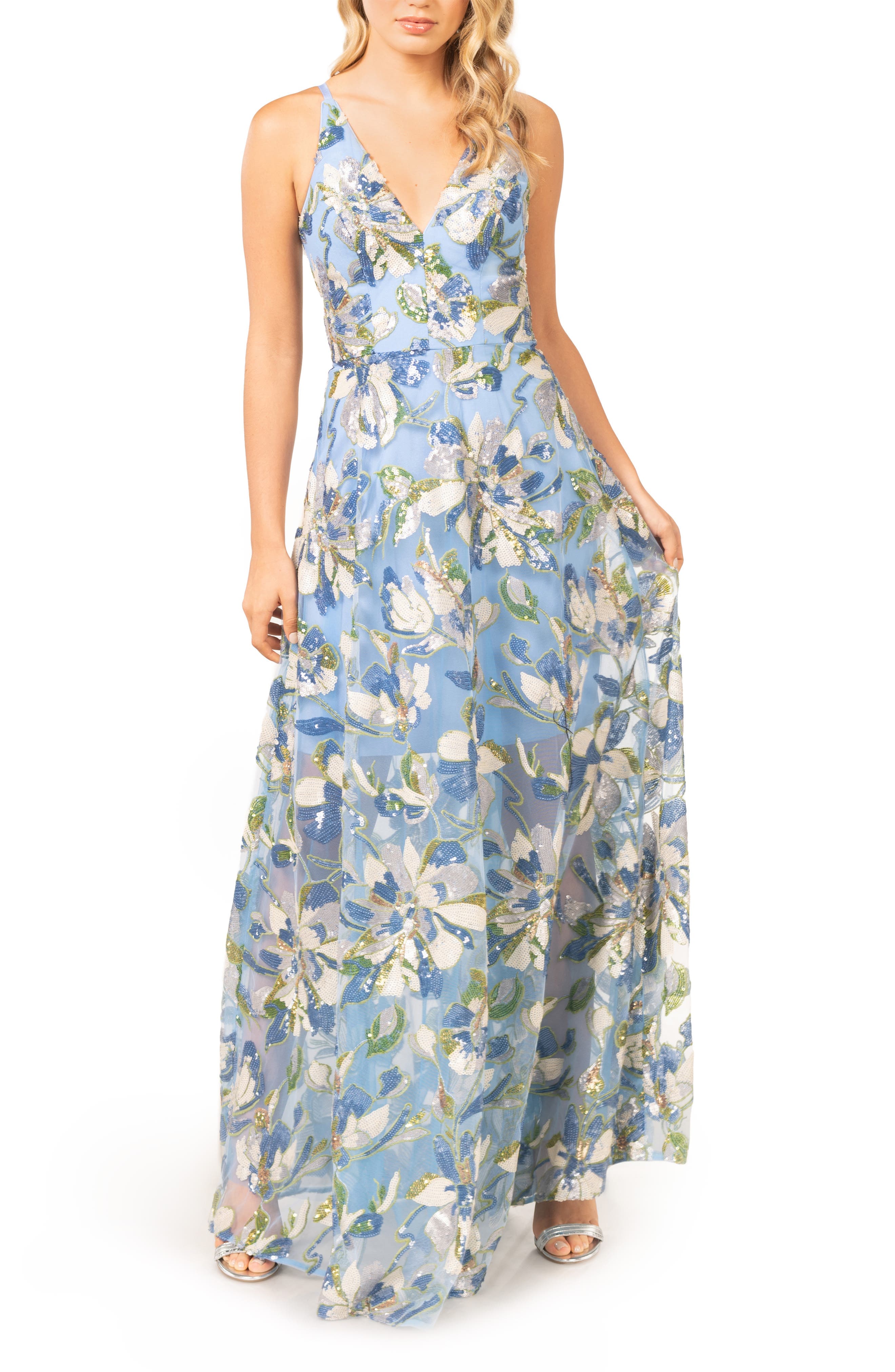 Ariyah Floral Sequin Gown - image 1