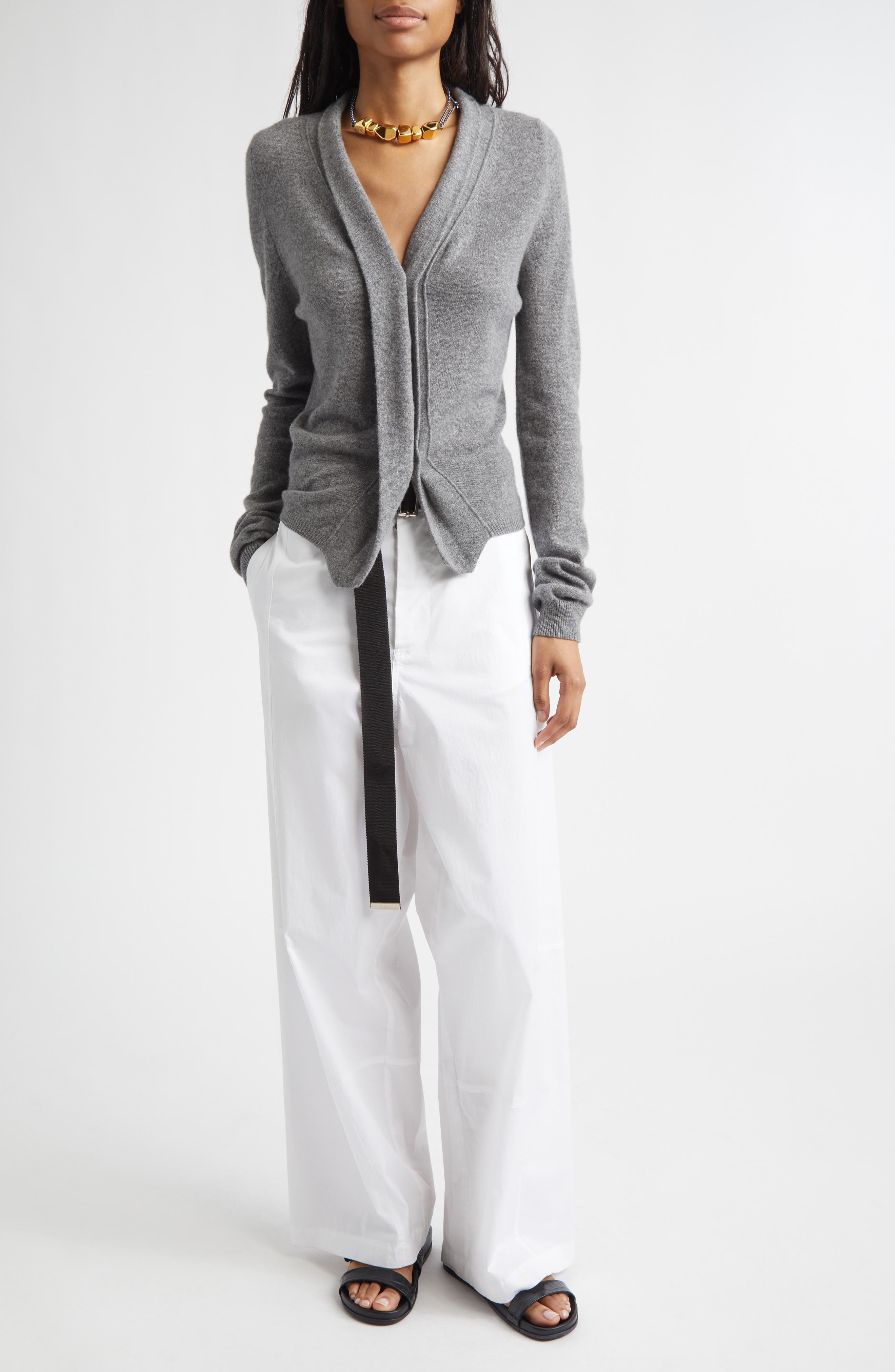 Belted Cotton Stretch Drill Straight Leg Trousers - image 2