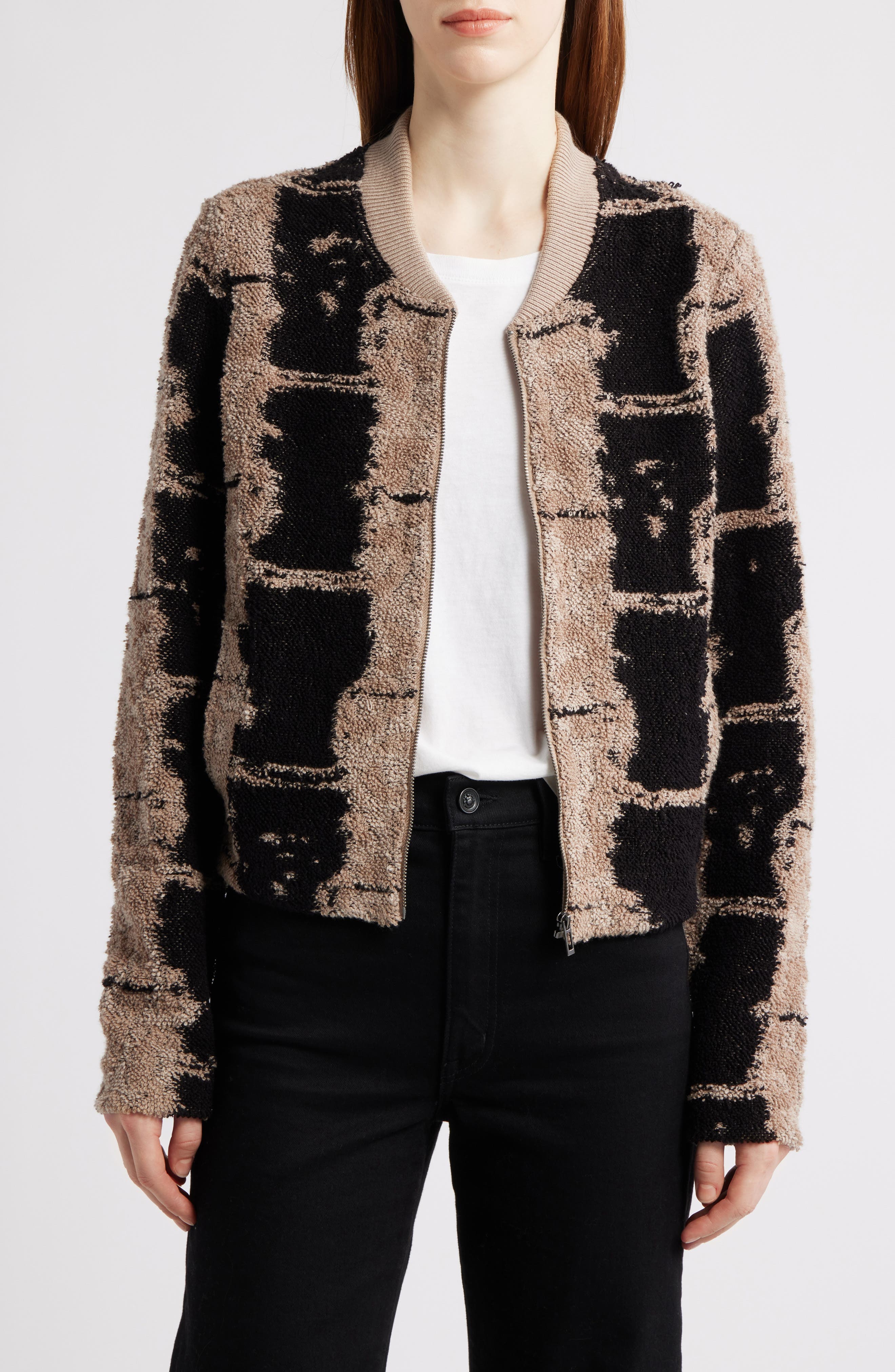 Textured Knit Bomber Jacket - image 1