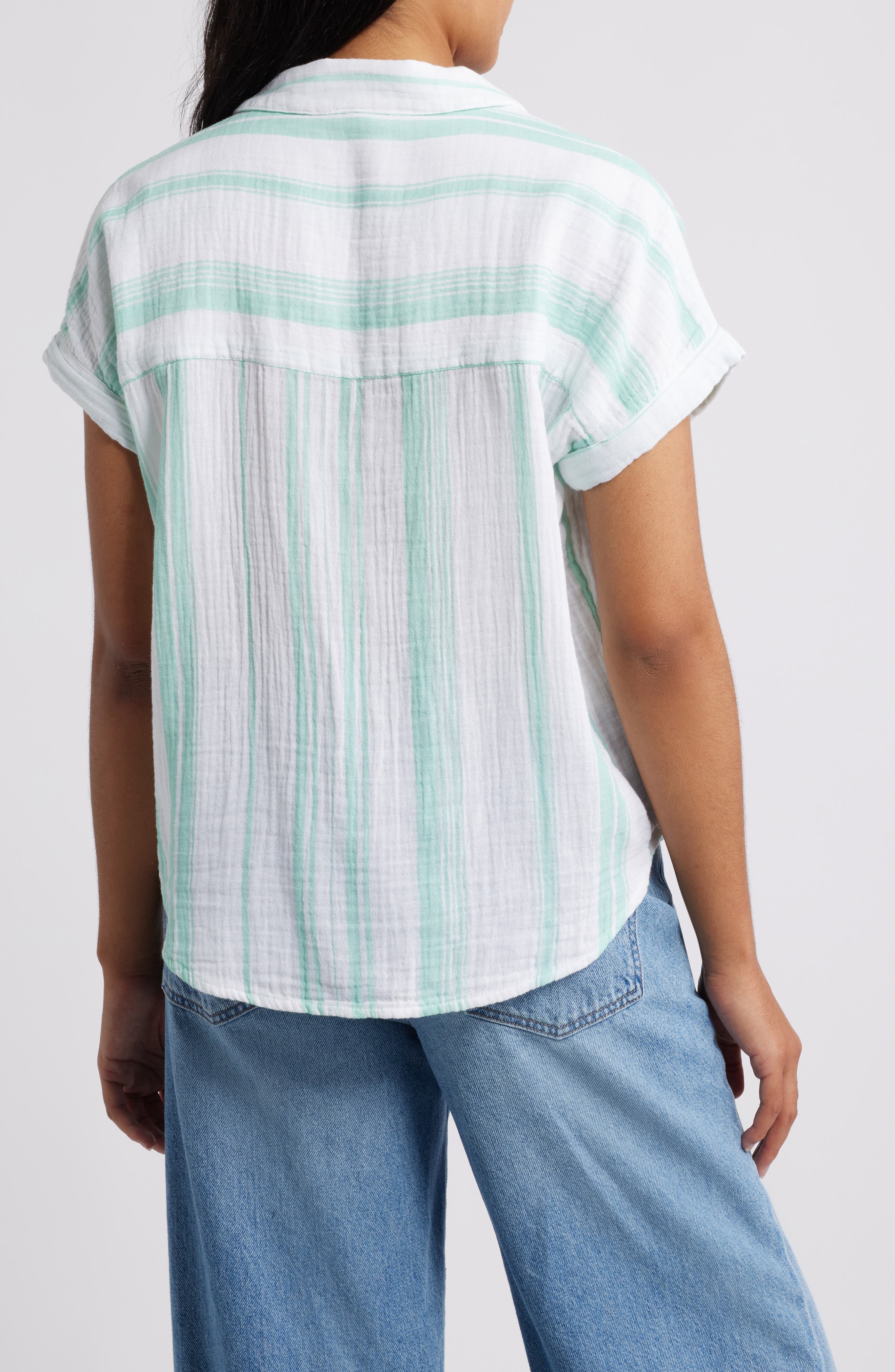 Arin Stripe Short Sleeve Cotton Shirt - image 2