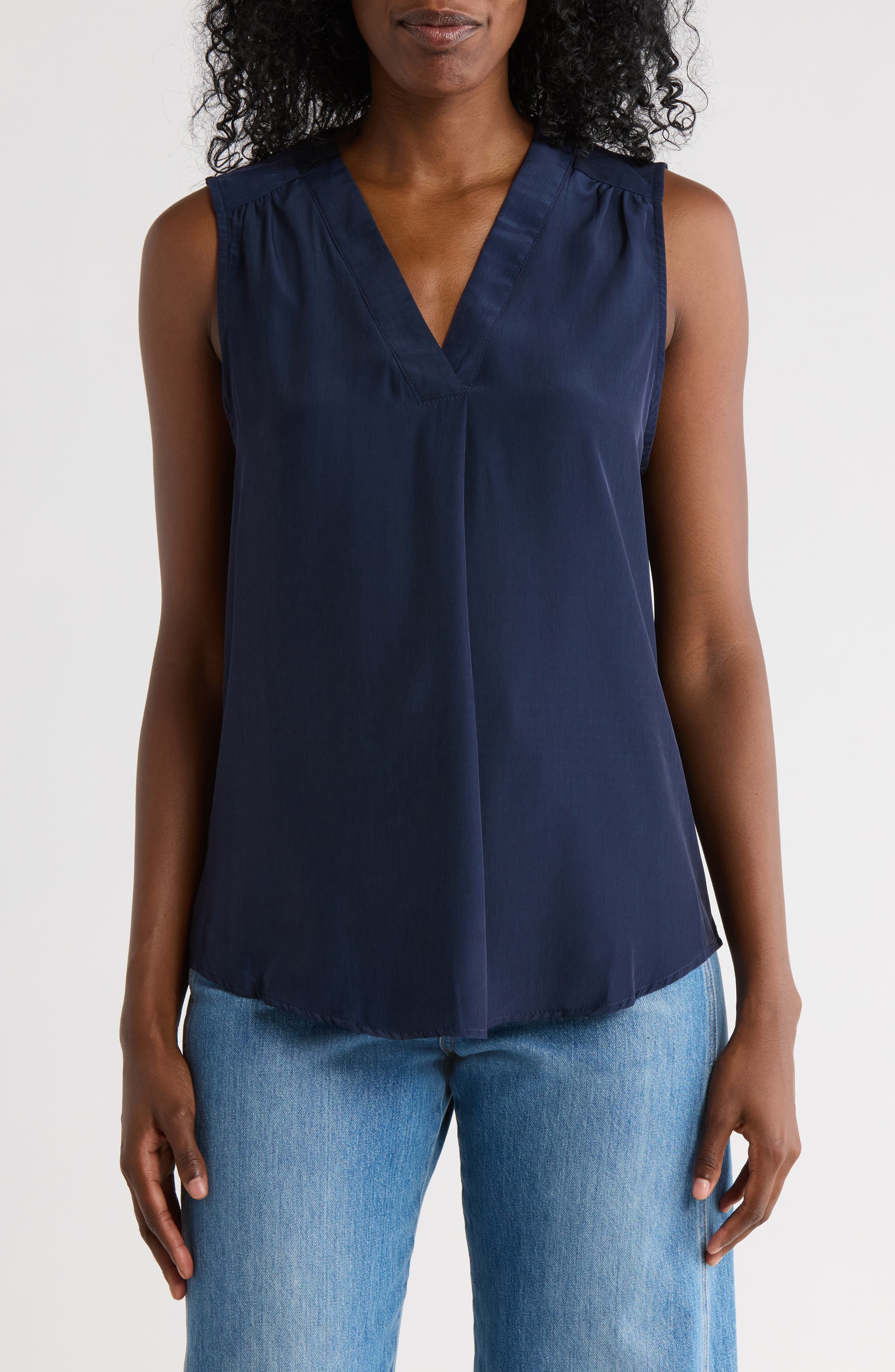 V-Neck Sleeveless Pleat Front Top - image 5