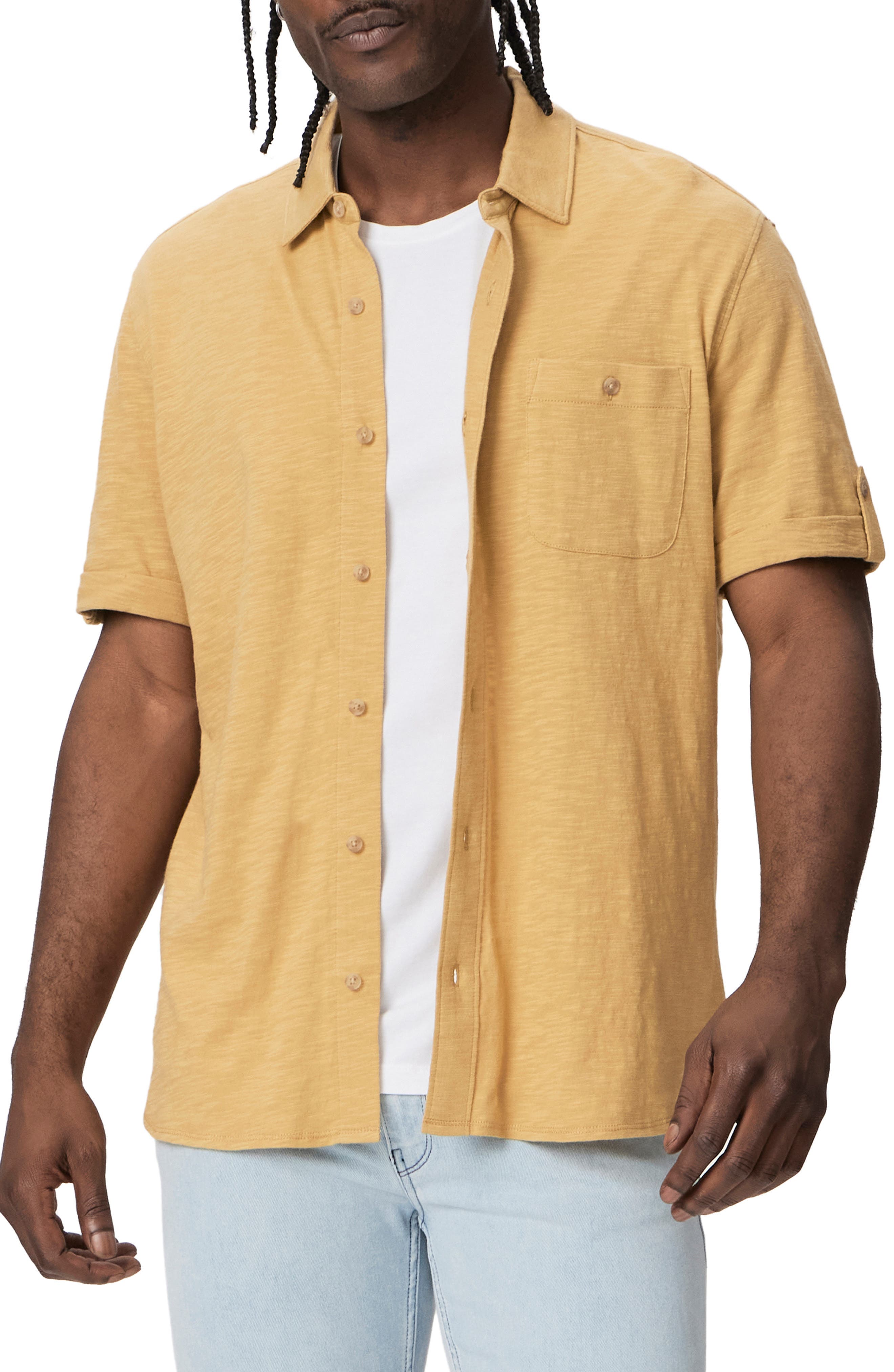 Brayden Short Sleeve Slub Knit Button-Up Shirt - image 1