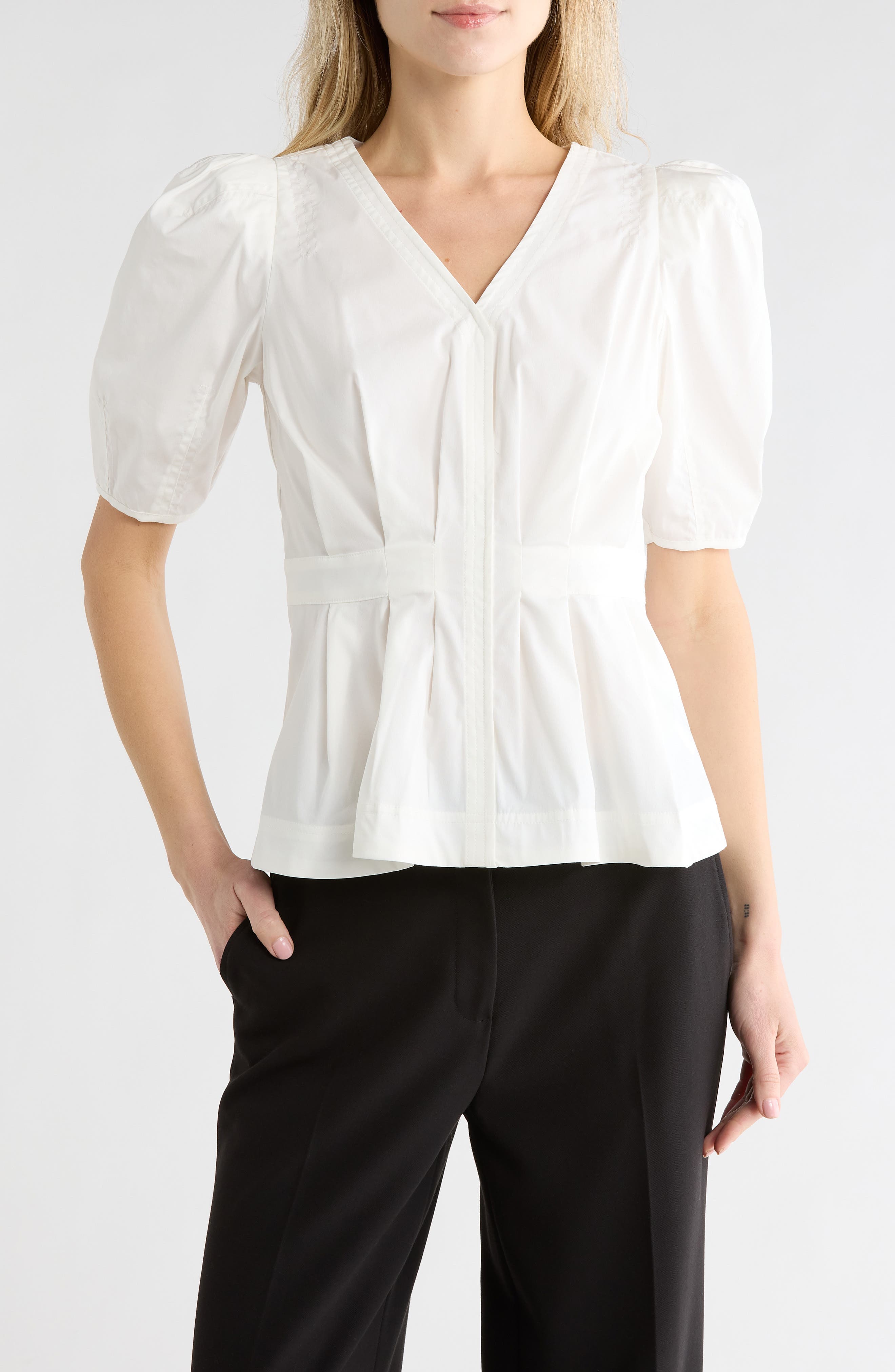 V-Neck Puff Sleeve Top - image 3