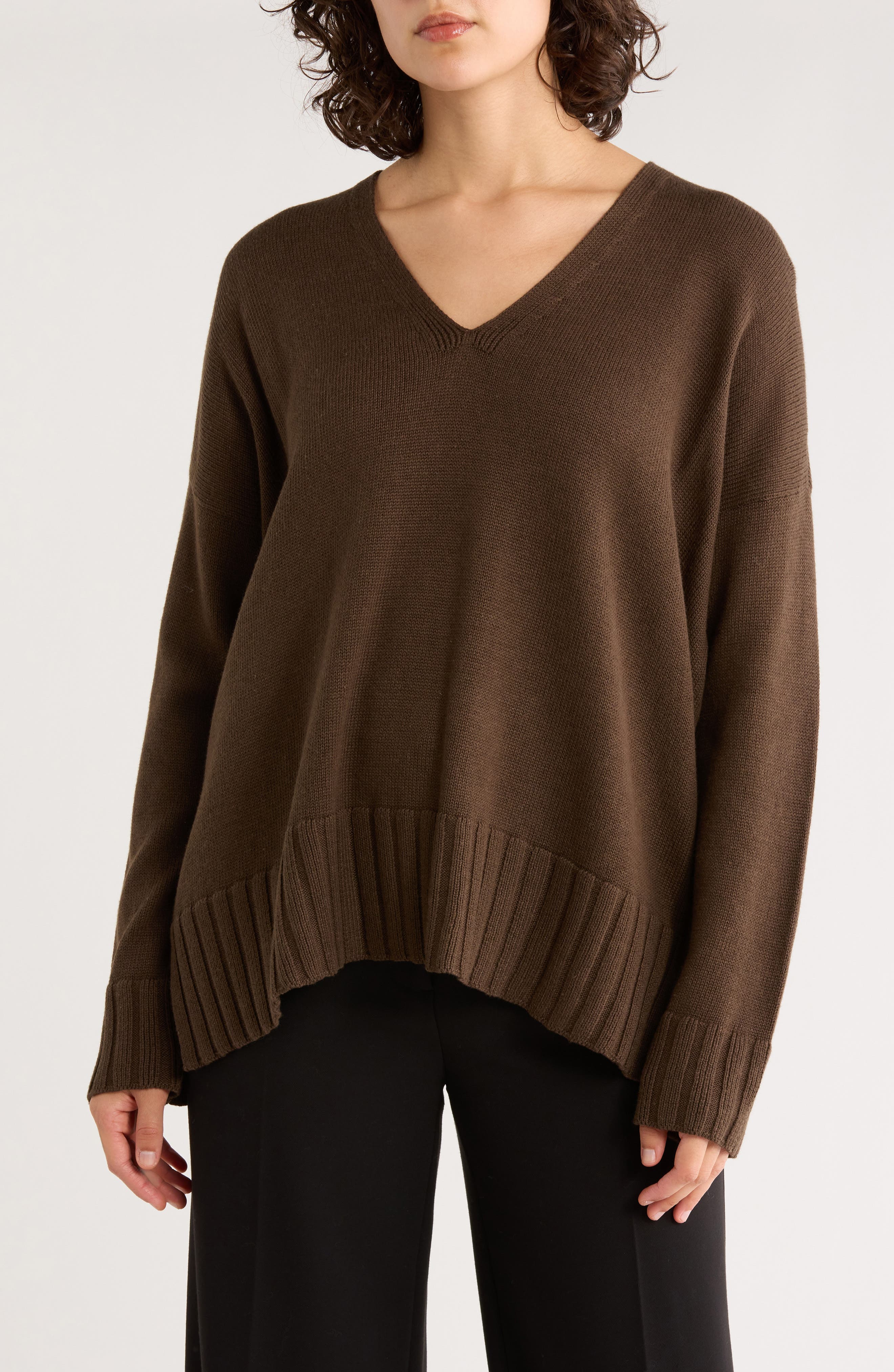 V-Neck Organic Cotton Blend Sweater - image 1