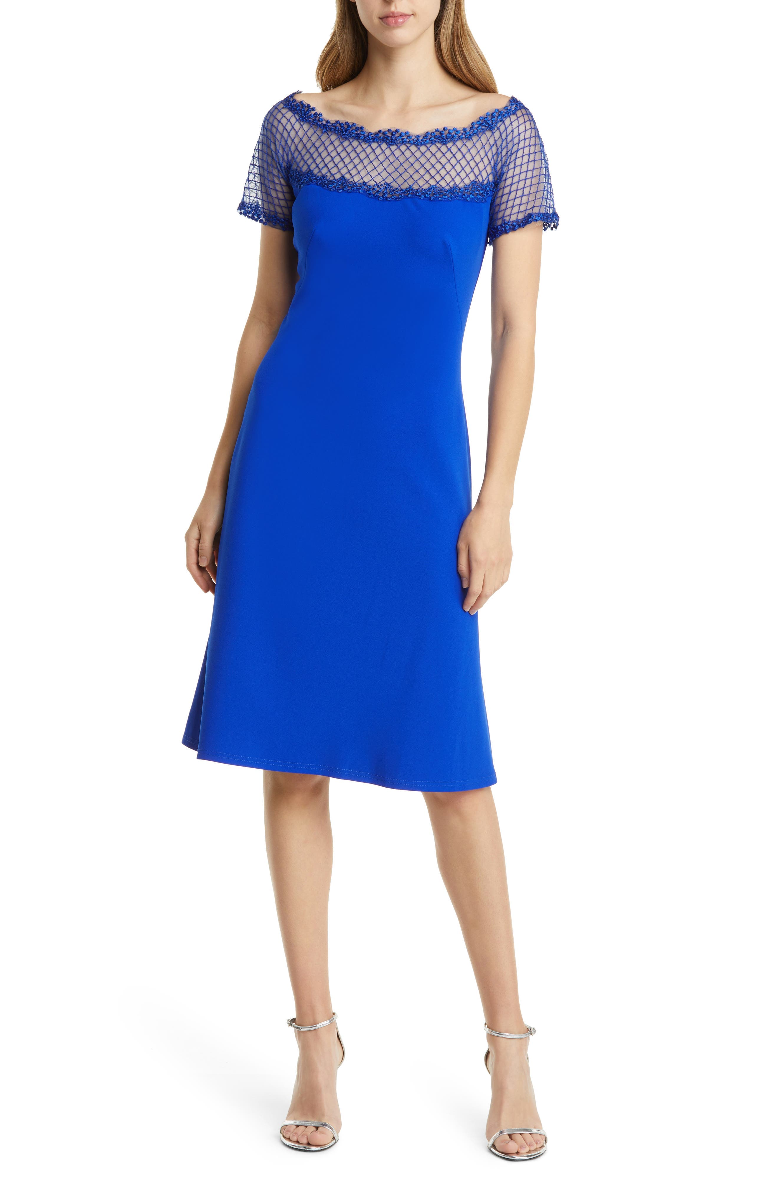Net Illusion Mesh Fit & Flare Dress - image 1