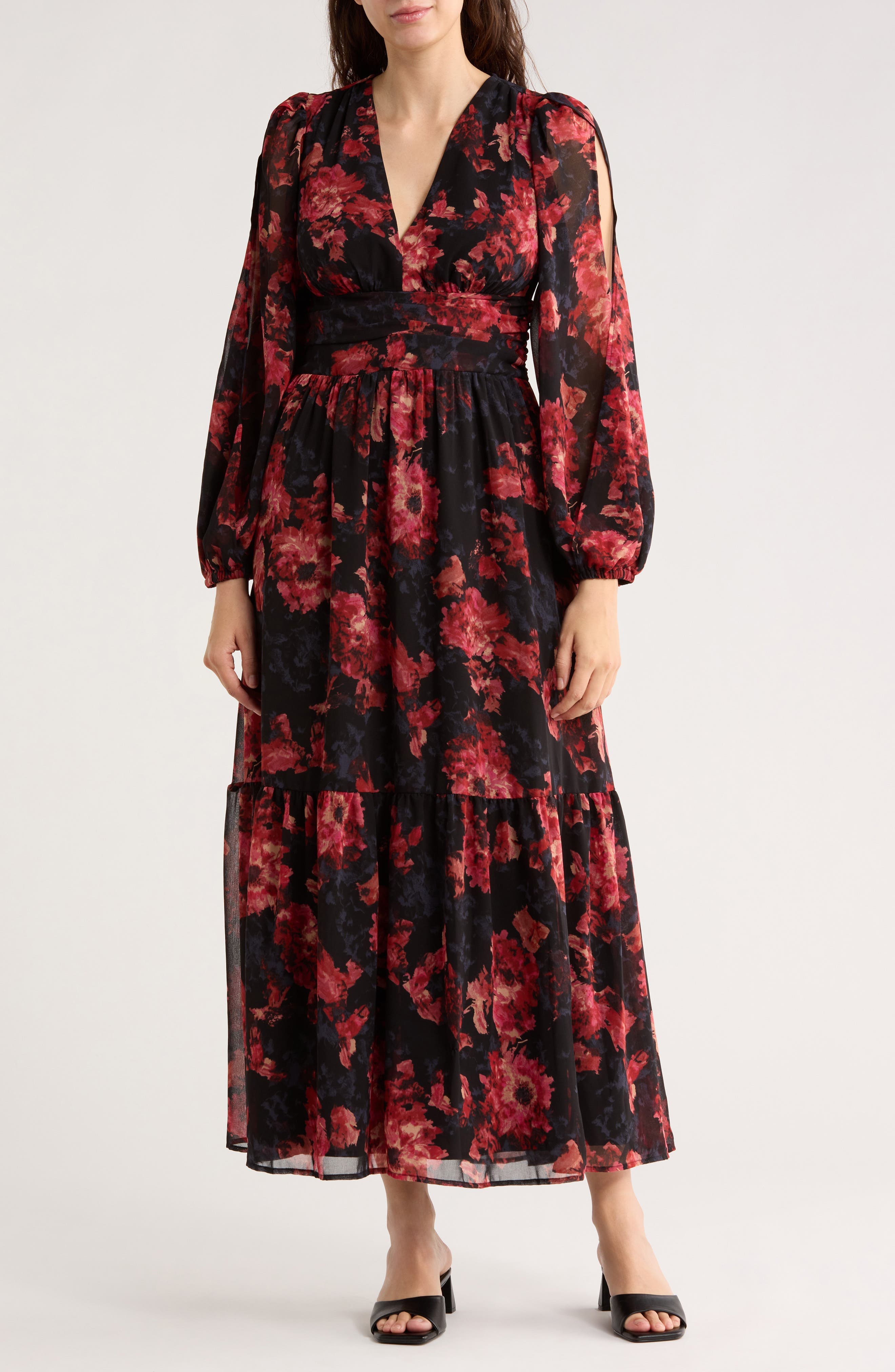 Split Long Sleeve Tiered Dress - image 1