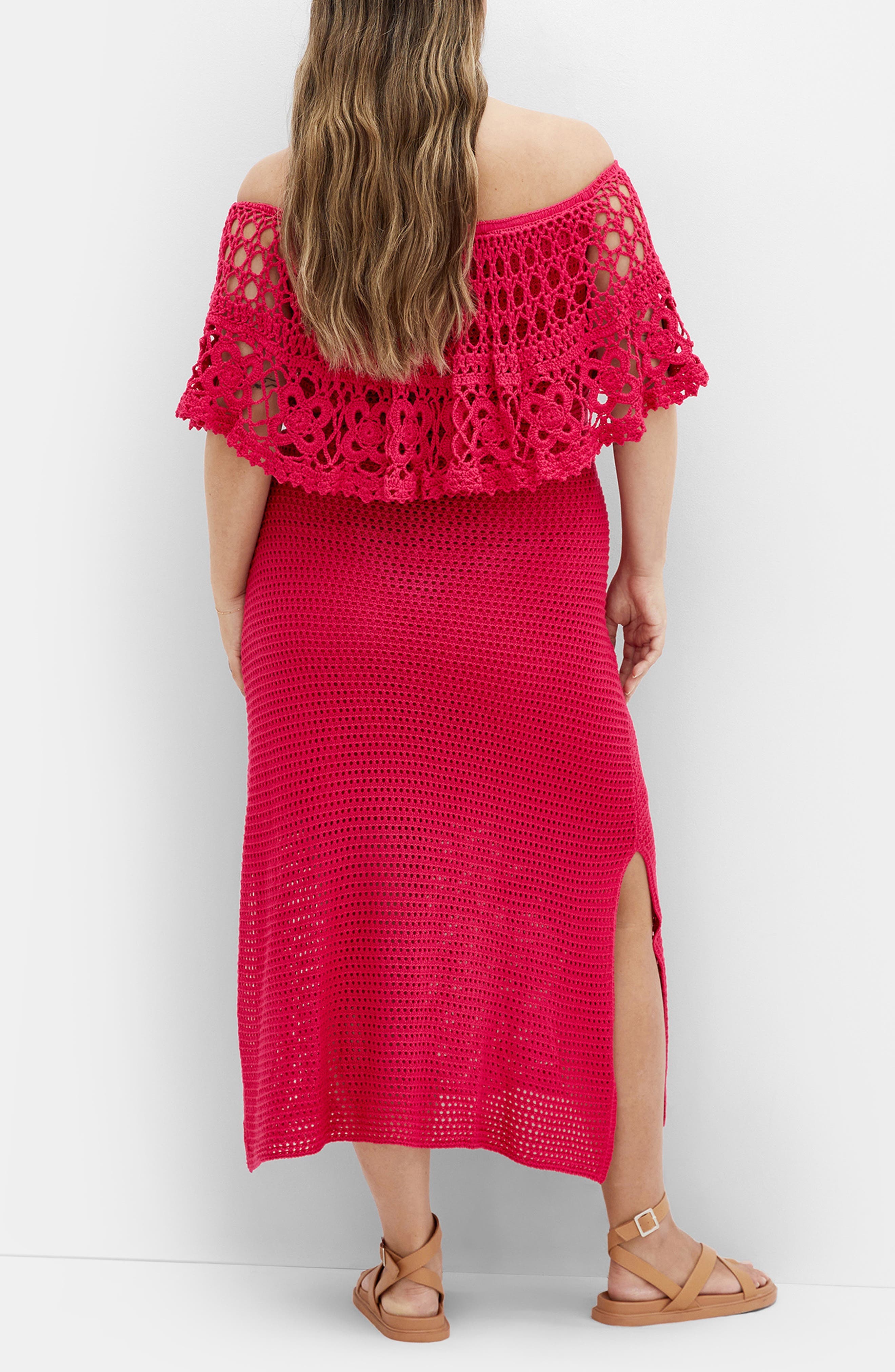 Callie Open Stitch Tie Waist Off the Shoulder Maxi Dress - image 2