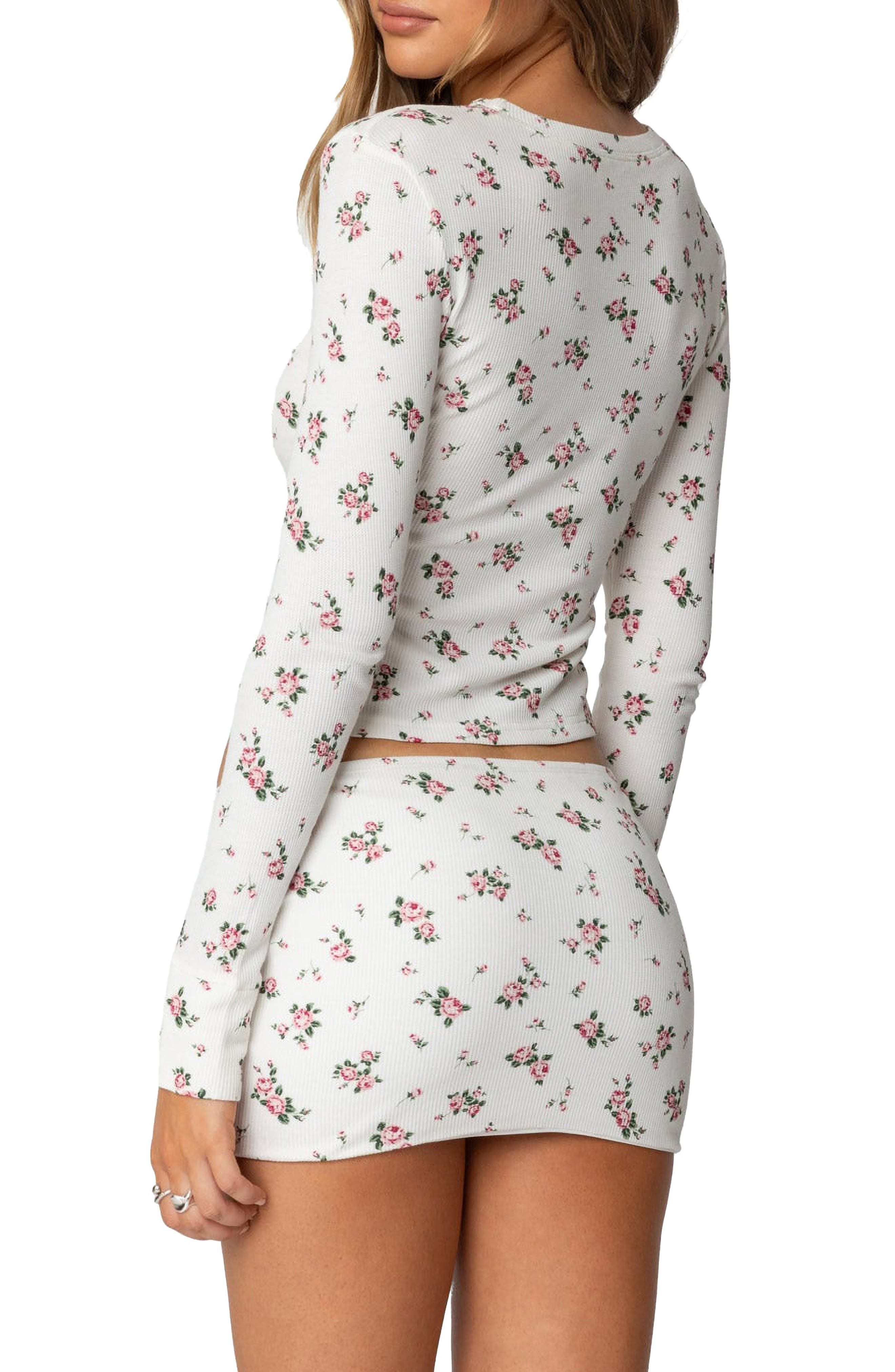 Melany Floral Waffle Long Sleeve T-Shirt - image 2