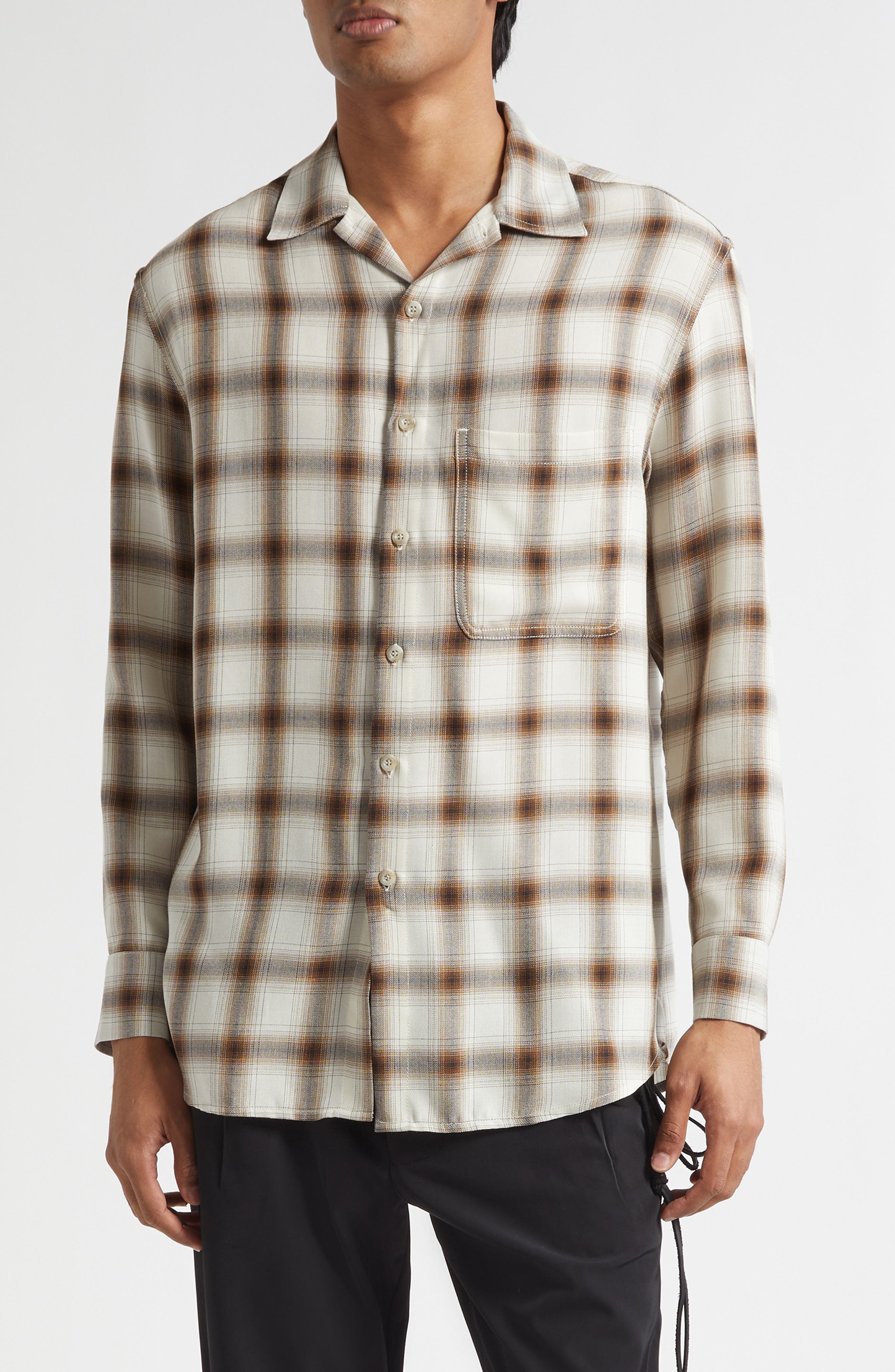 Oversize Plaid Button-Up Shirt - image 1
