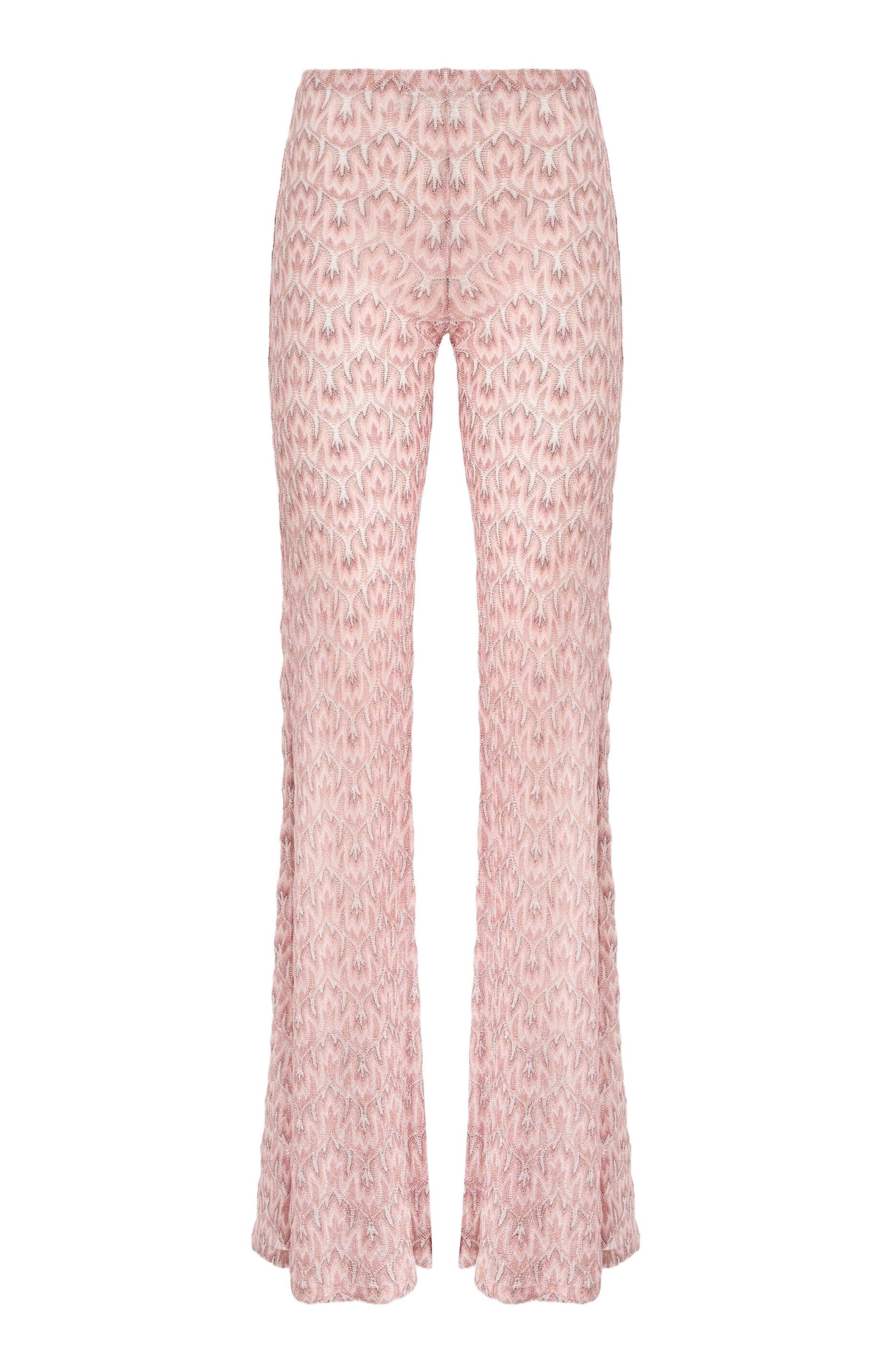 Flared Trousers In Lame Viscose With Foliage Pattern - image 2