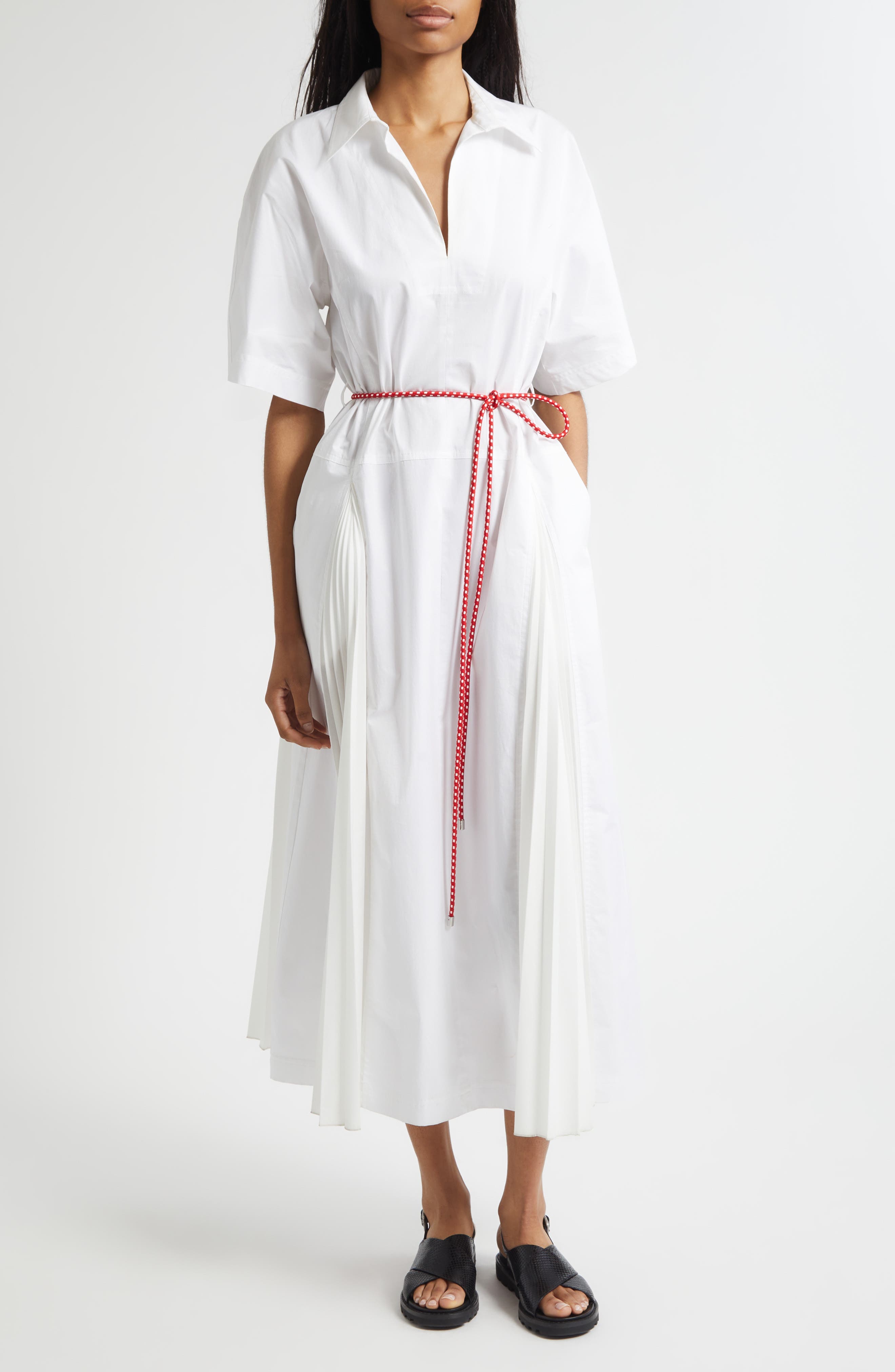 Relaxed Belted Cotton Dress - image 1