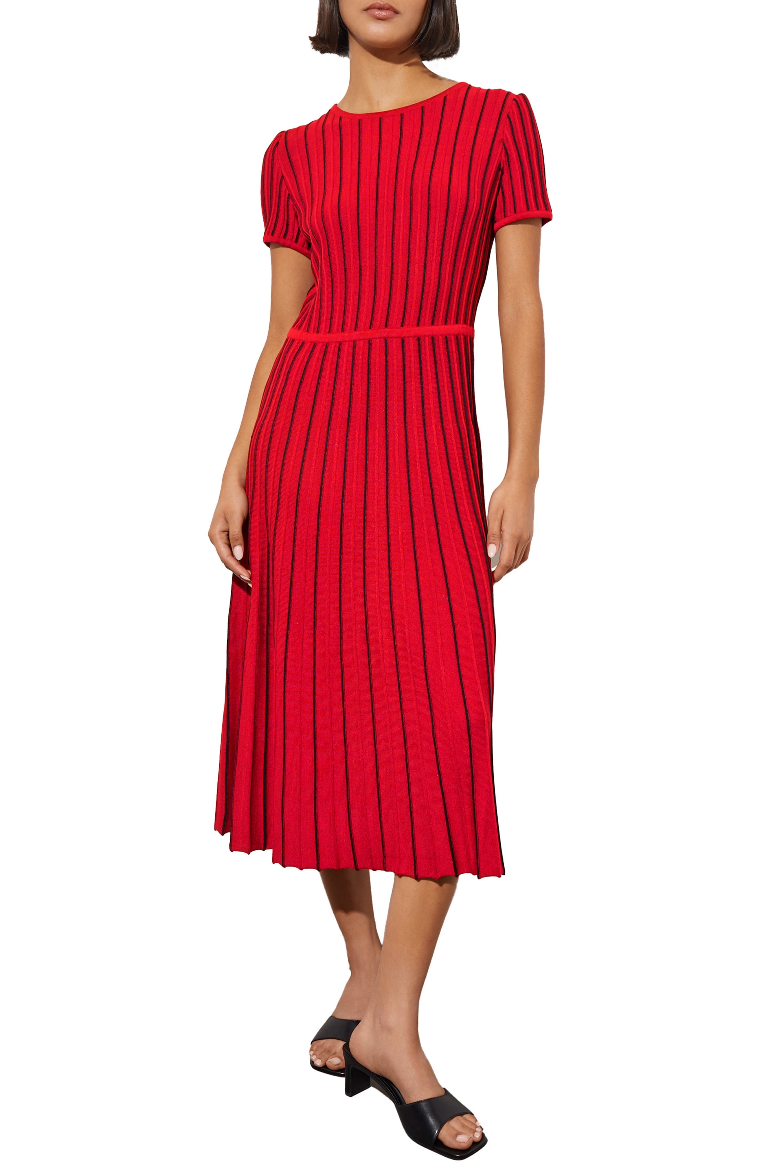 Stripe A-Line Midi Sweater Dress - image 1