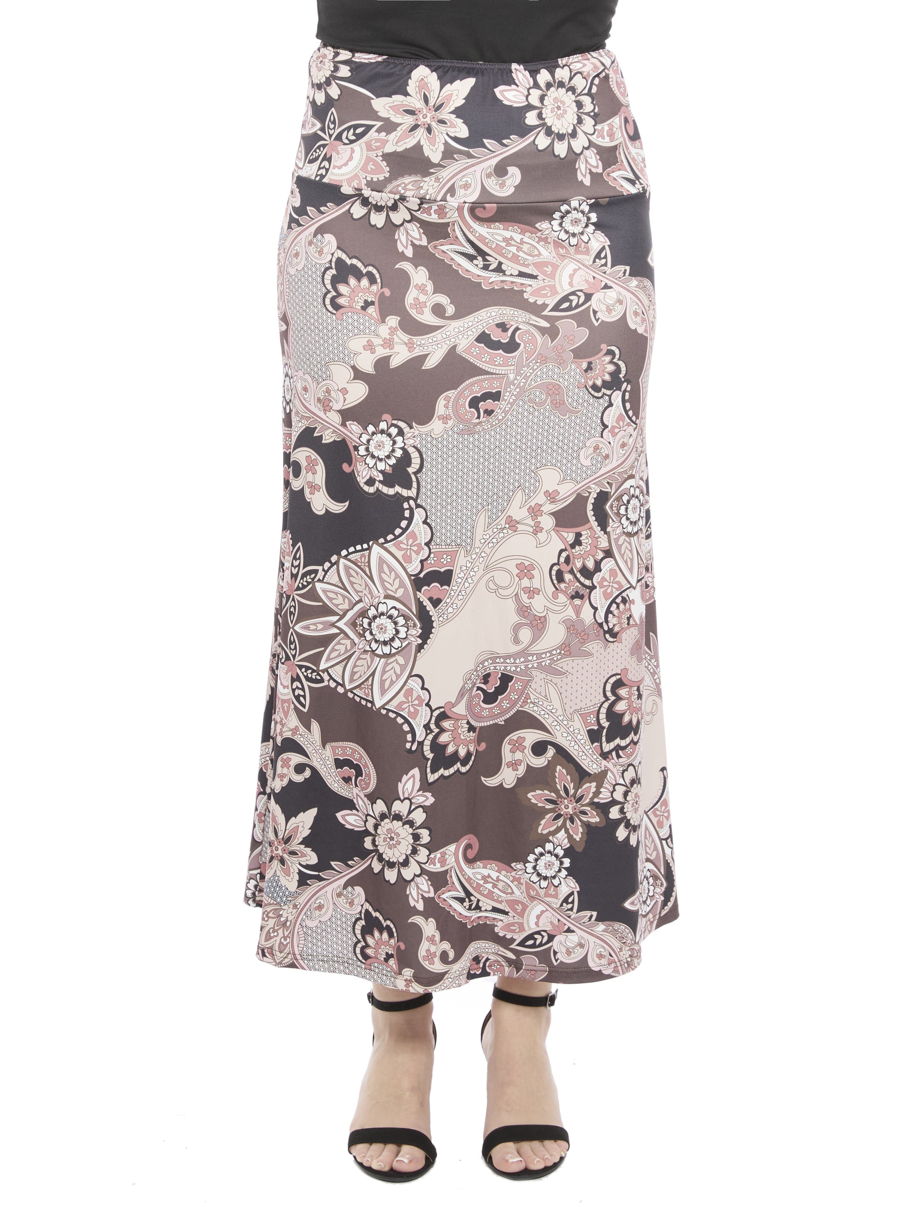 Womens Paisley Elastic Waist A-Line Maxi Skirt - image 1