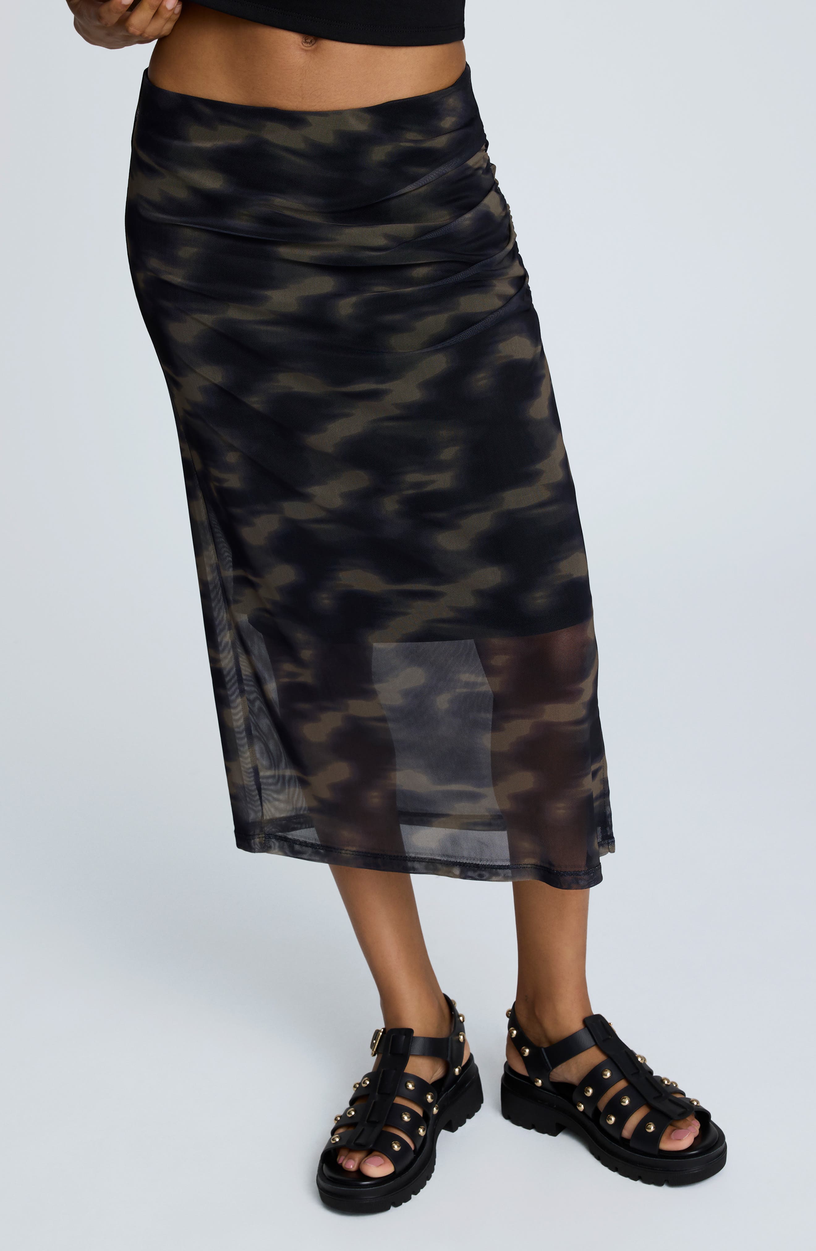 Pull-On Mesh Midi Skirt - image 1