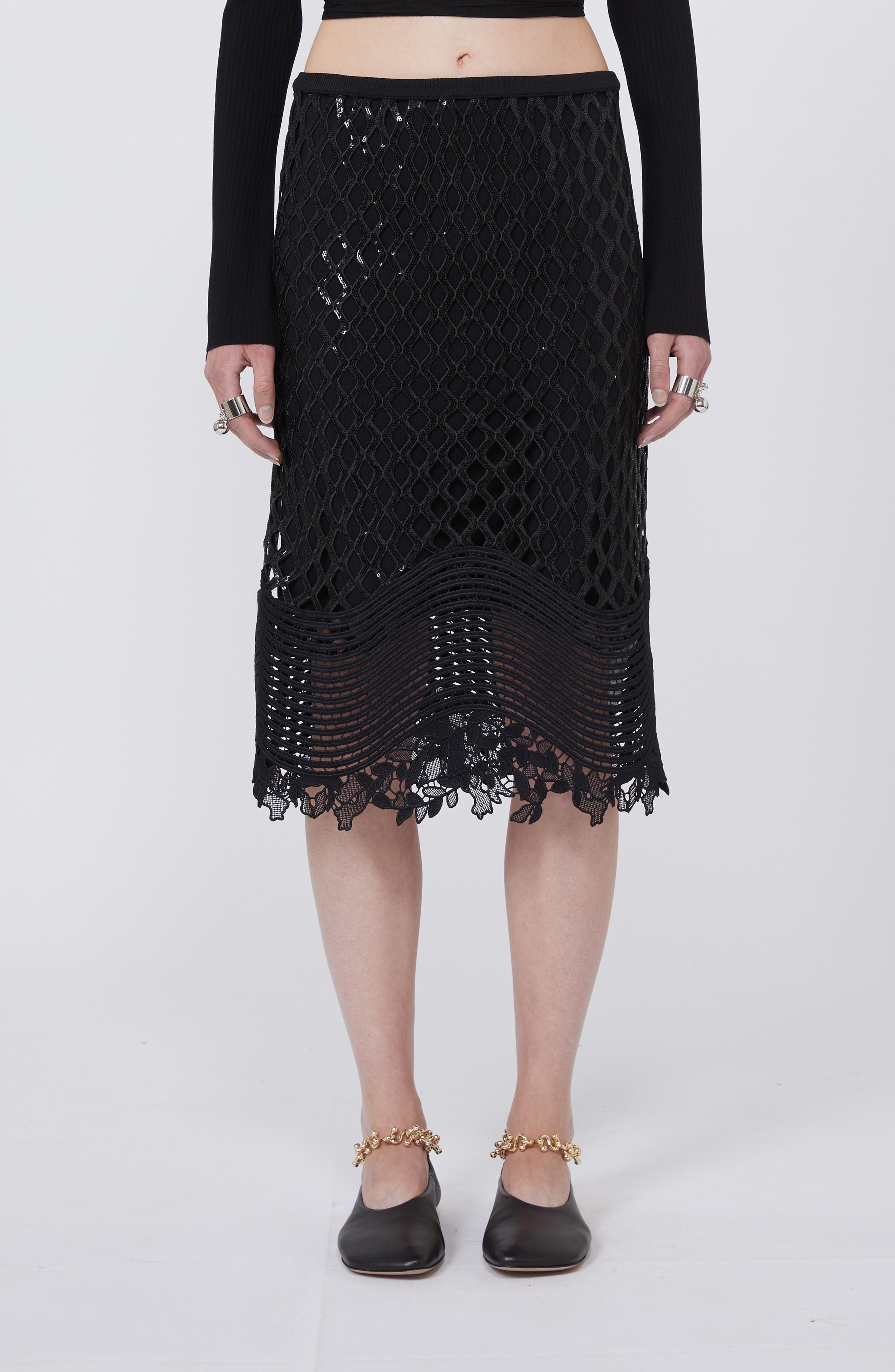 Sala Sequin Net Lace Skirt - image 1