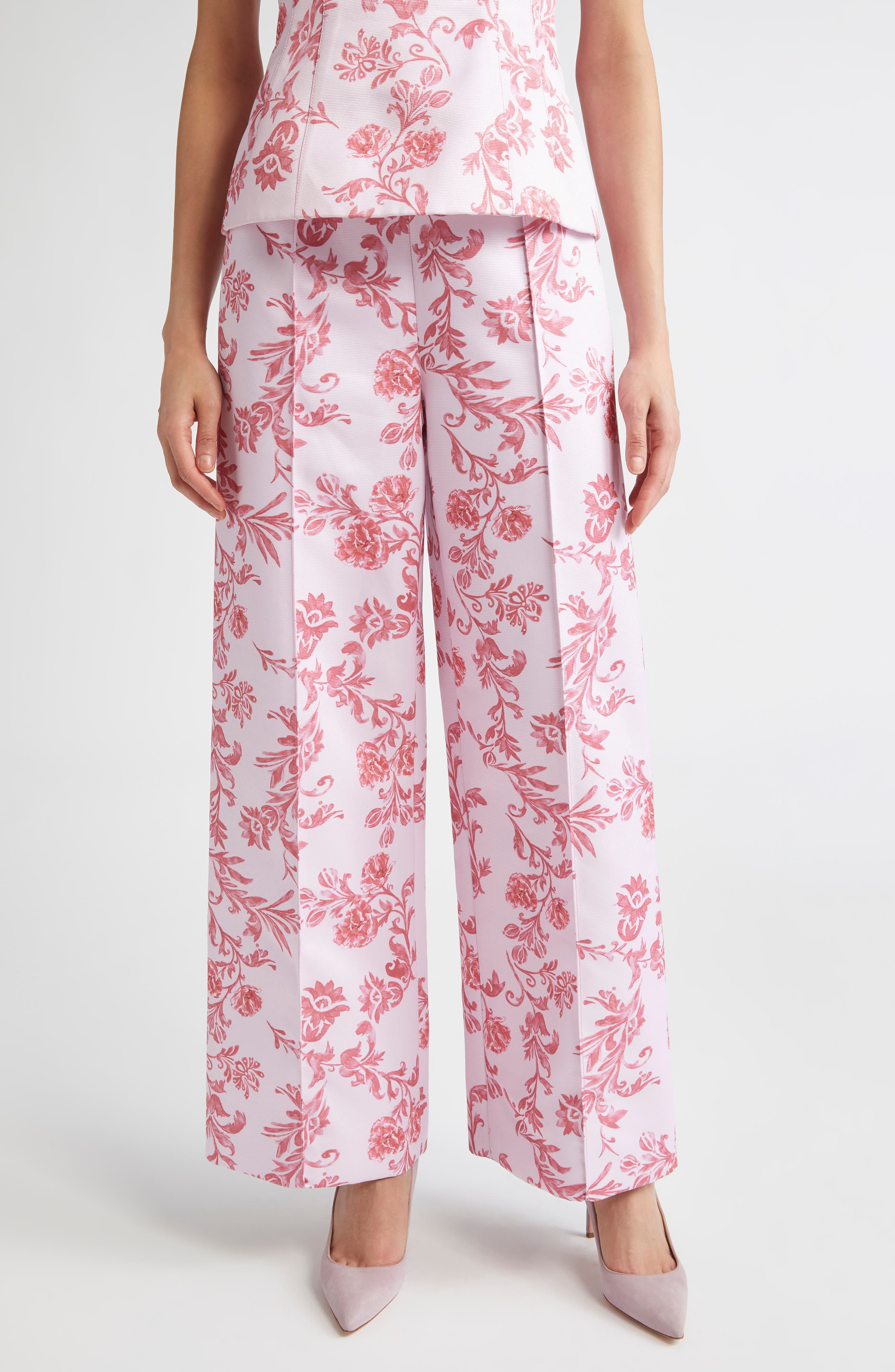 Daffy Floral Damask Taffeta Faille Pants - image 1