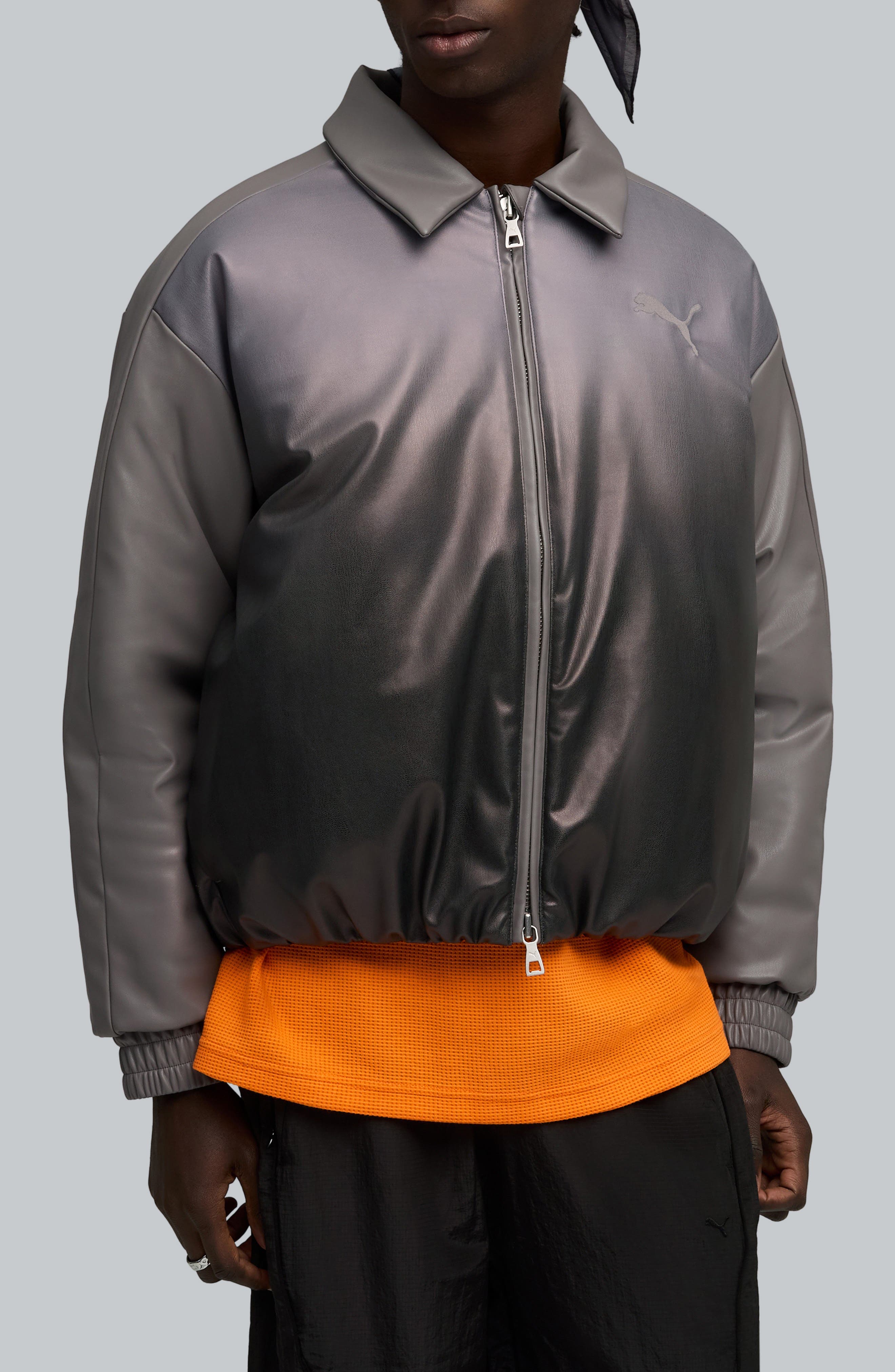 Oversize Faux Leather Bomber Jacket - image 1