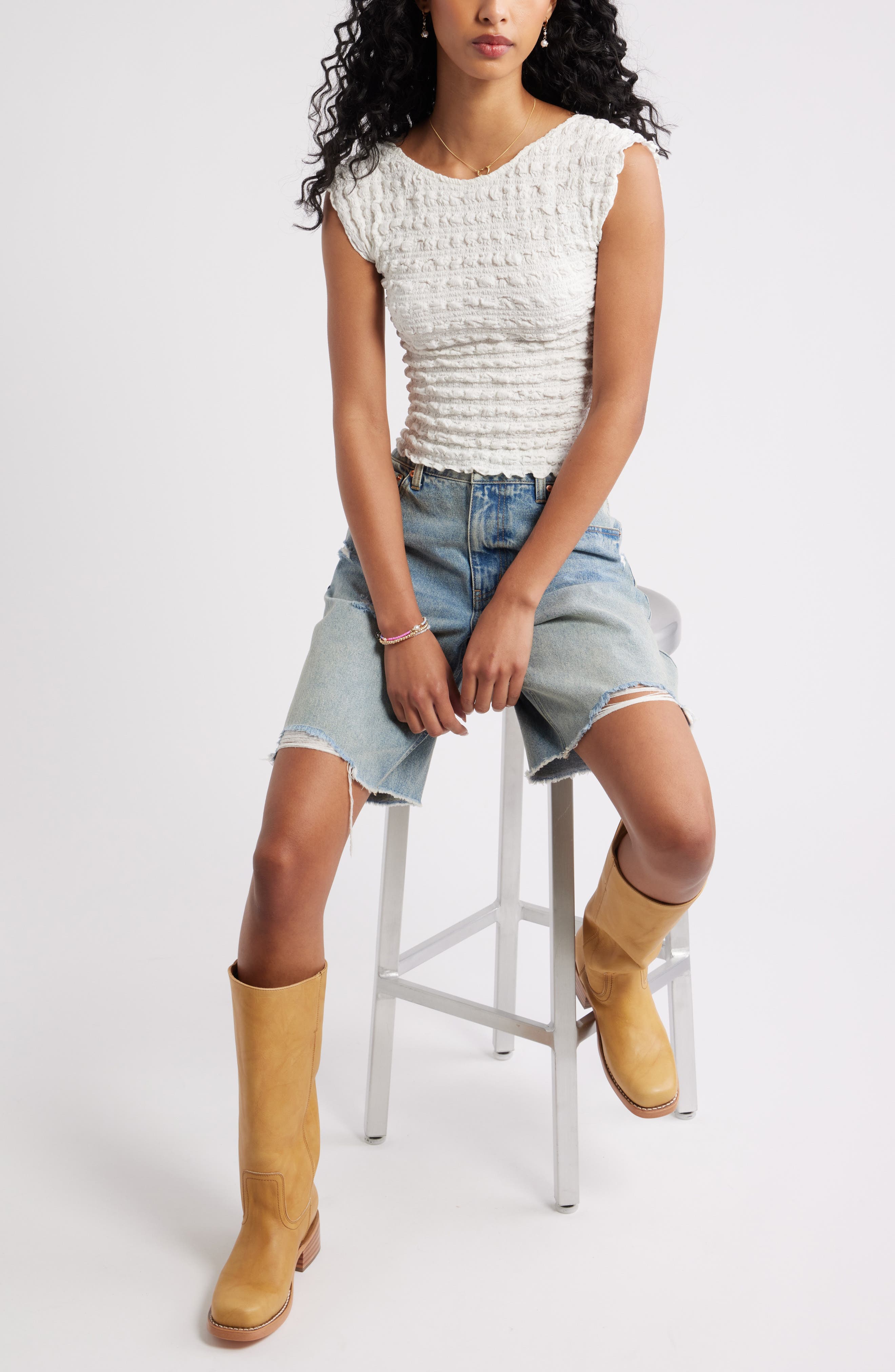 Textured Open Back Knit Top - image 2
