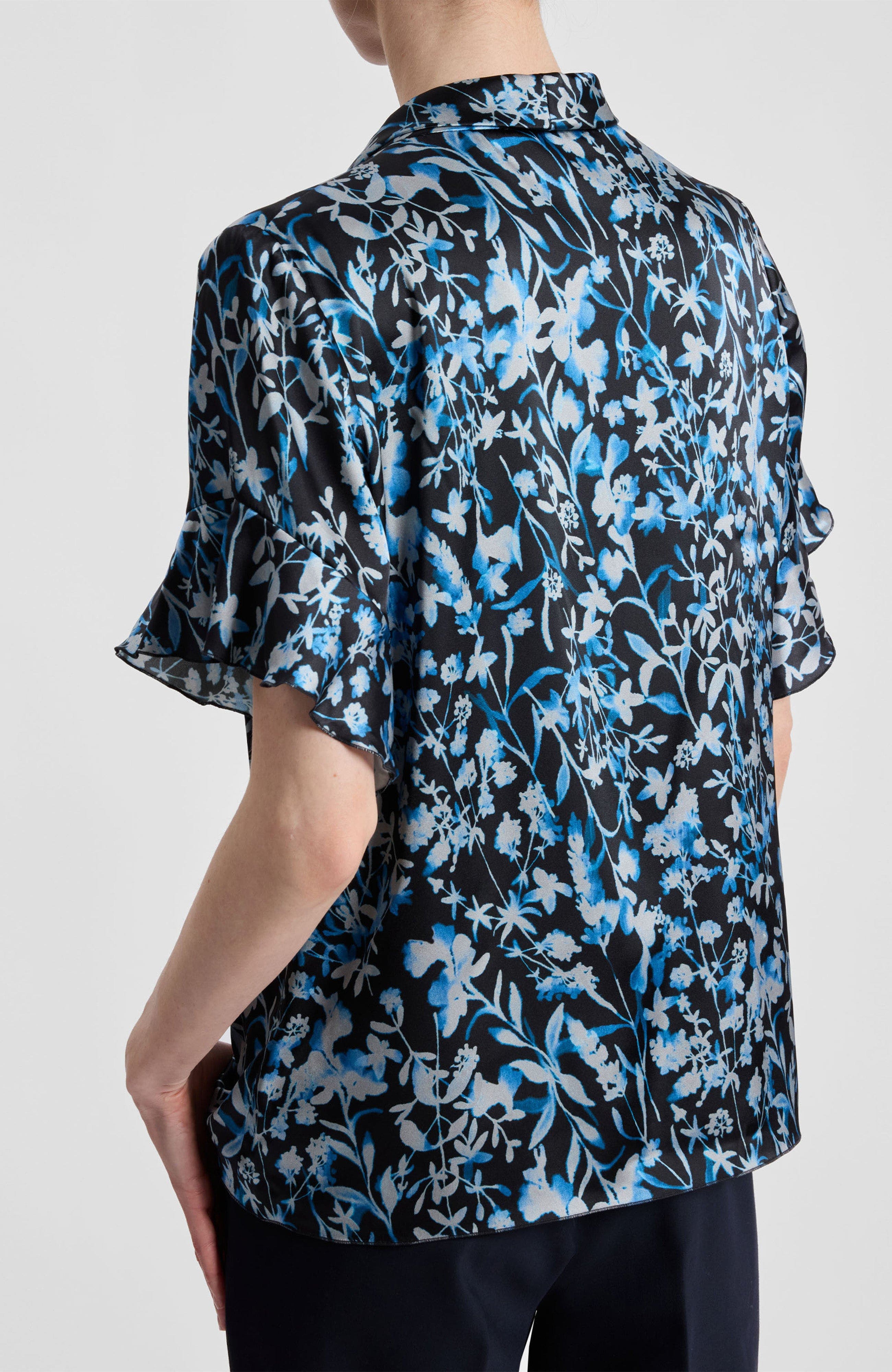 Athena Floral Blouse with Short Flutter Sleeves - image 2