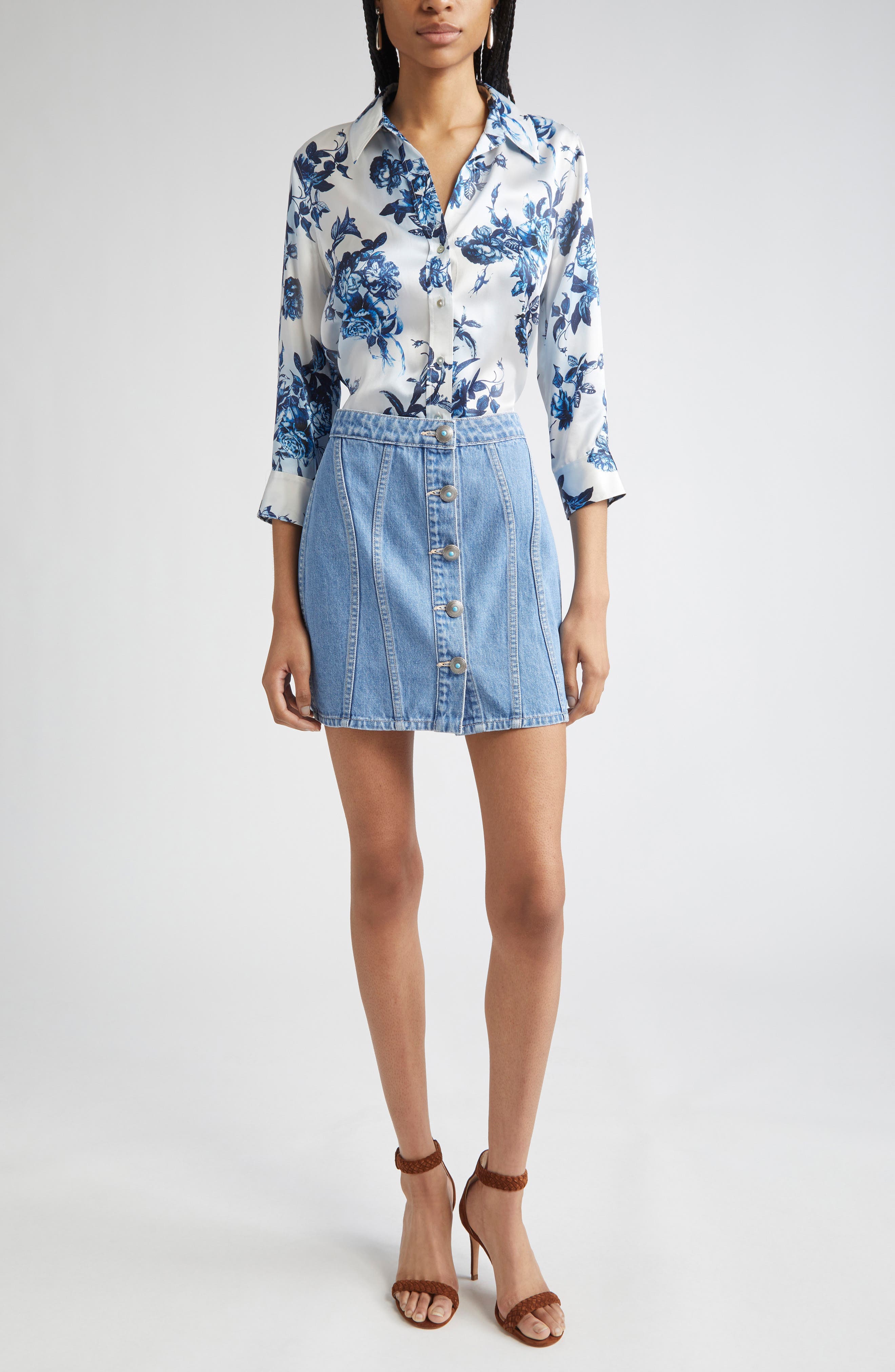 Phia Seamed Denim Miniskirt - image 2