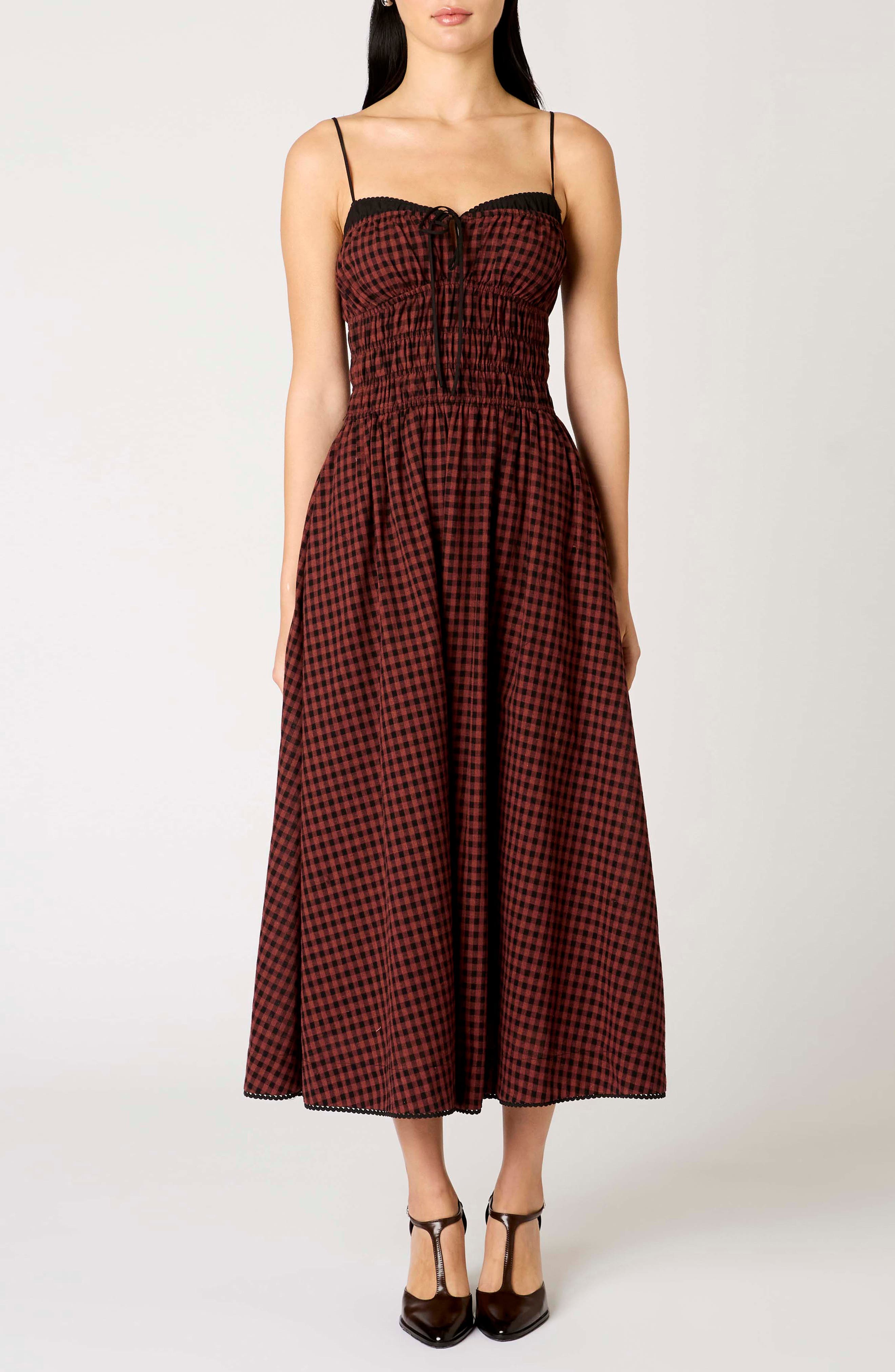 Thomas Gingham Check Cotton Midi Dress - image 1
