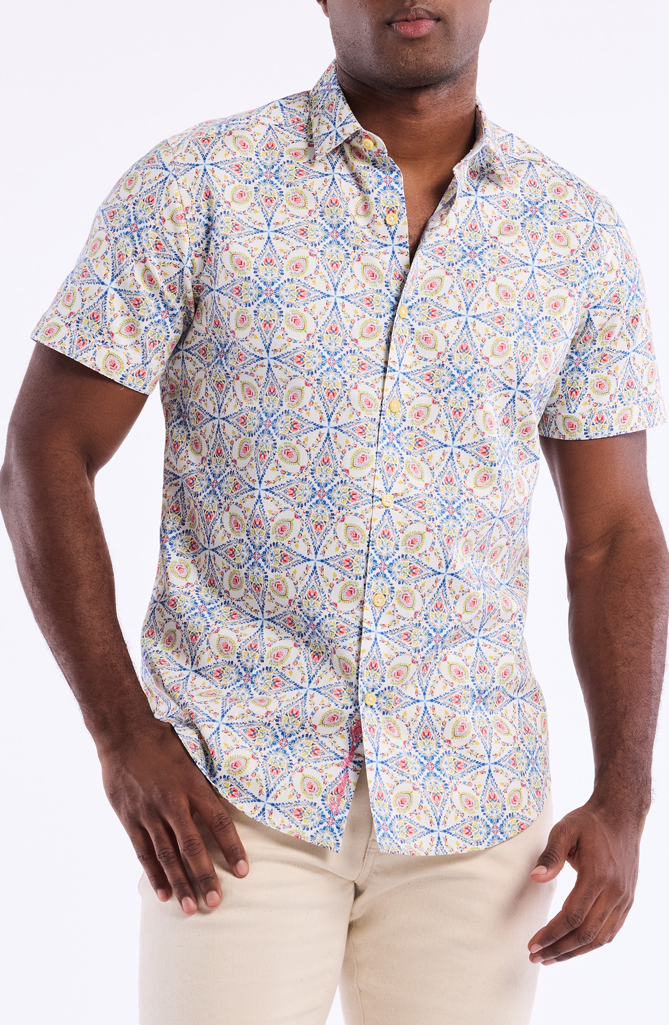 Holmes Short Sleeve Cotton Dress Shirt - image 1