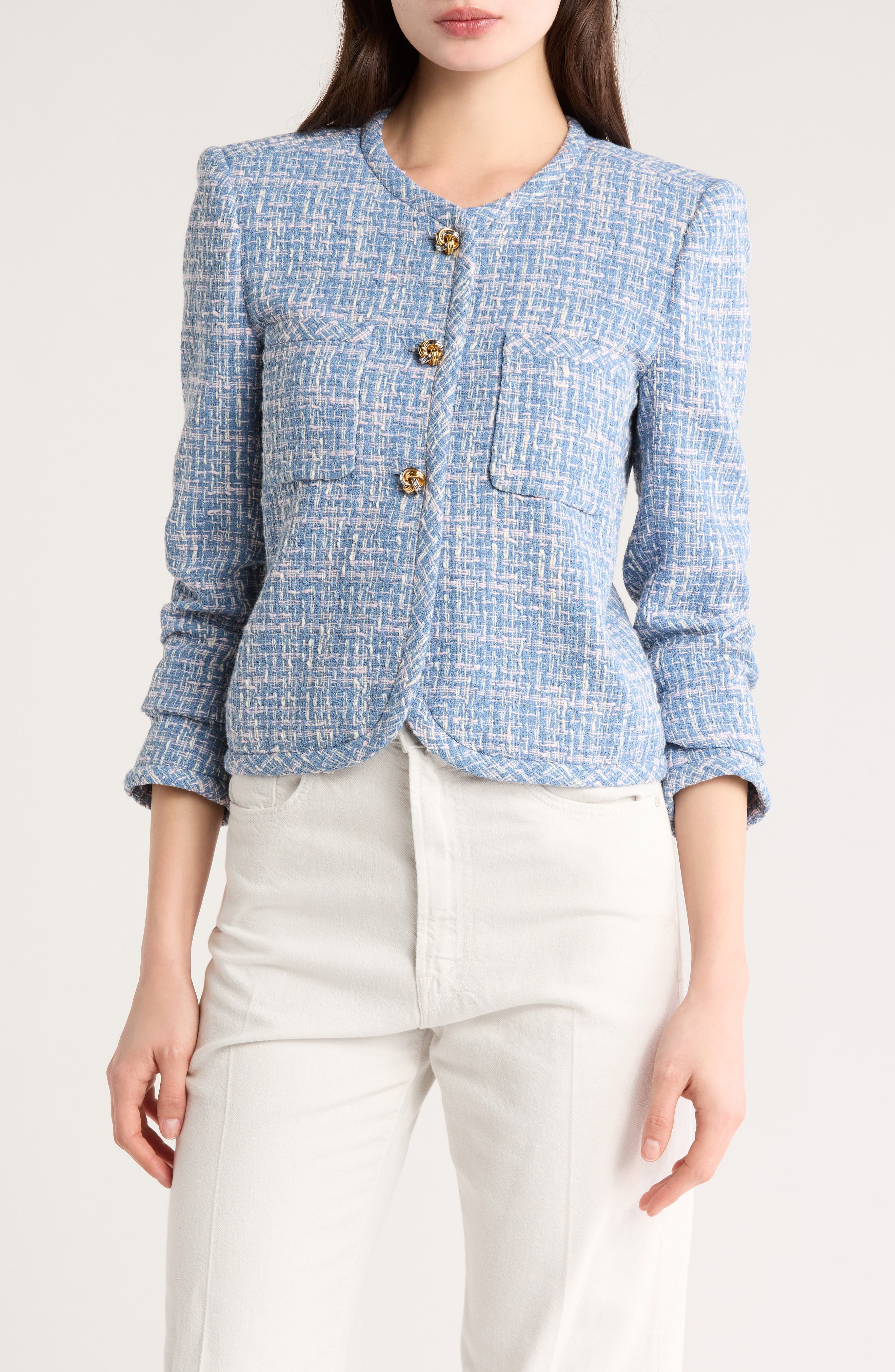 Emilia Dome Button Tweed Jacket - image 1