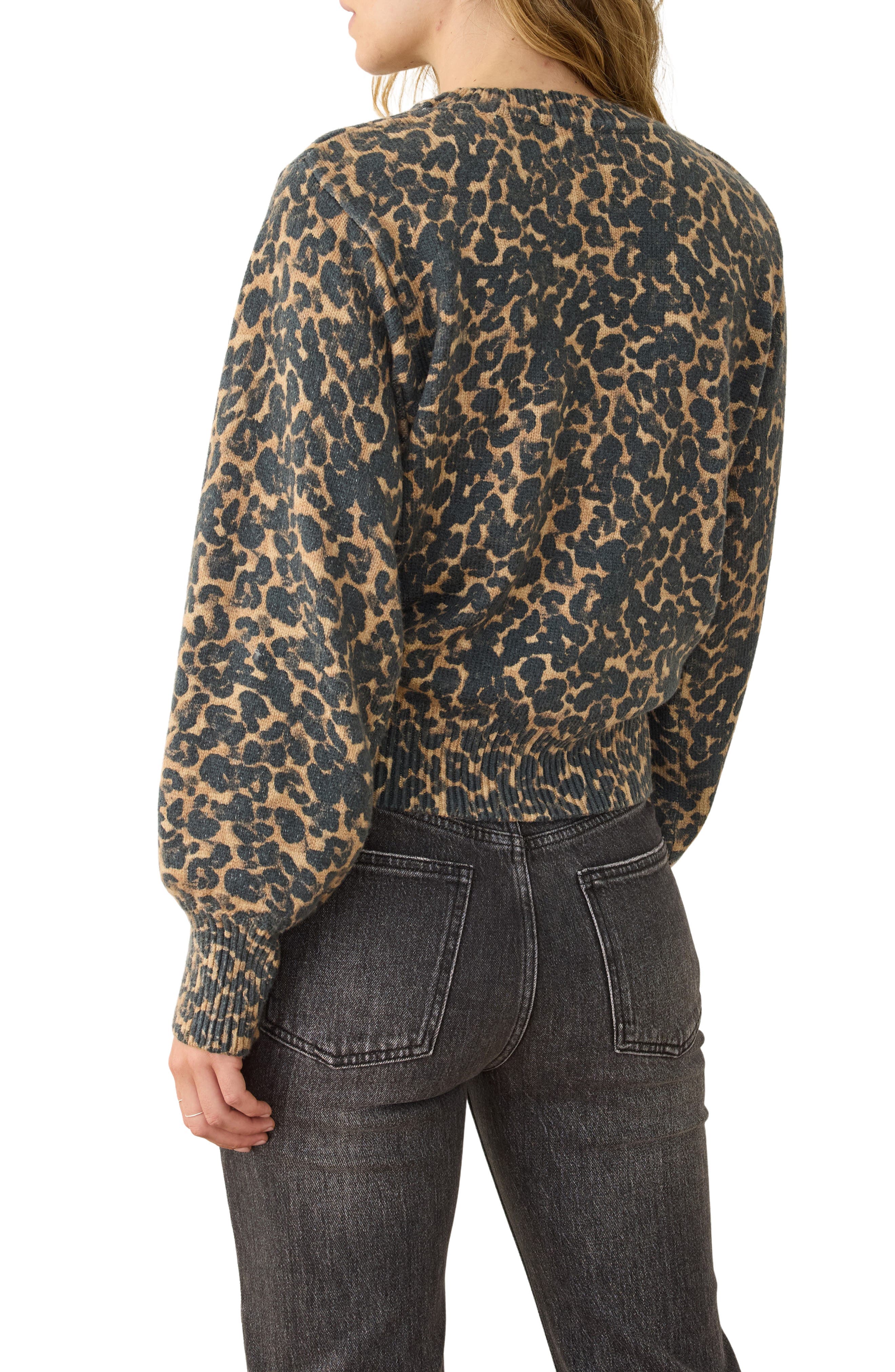 Alma Leopard Print Blouson Sleeve Sweater - image 2