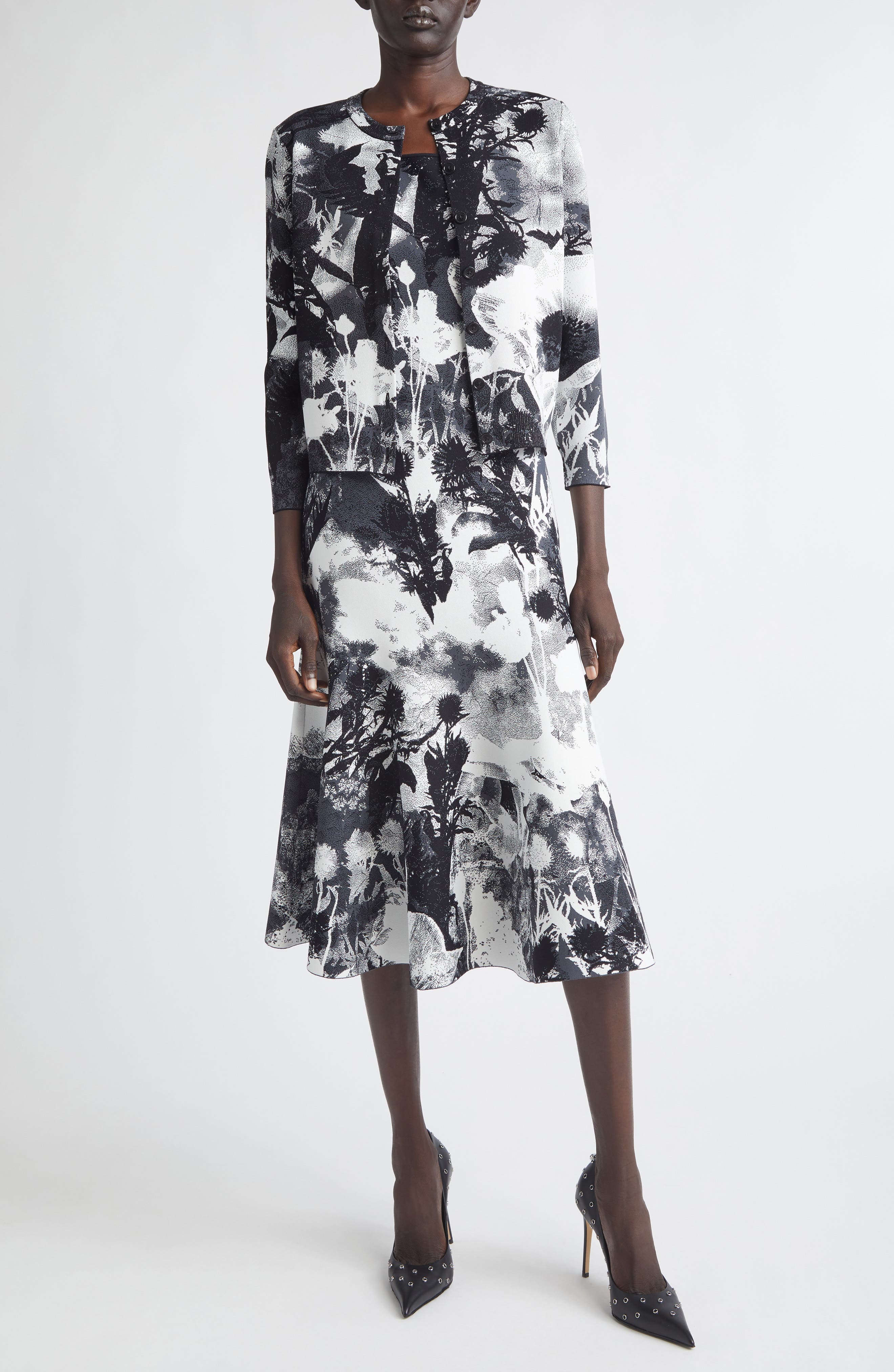 Floral Jacquard Midi Sweater Dress - image 2