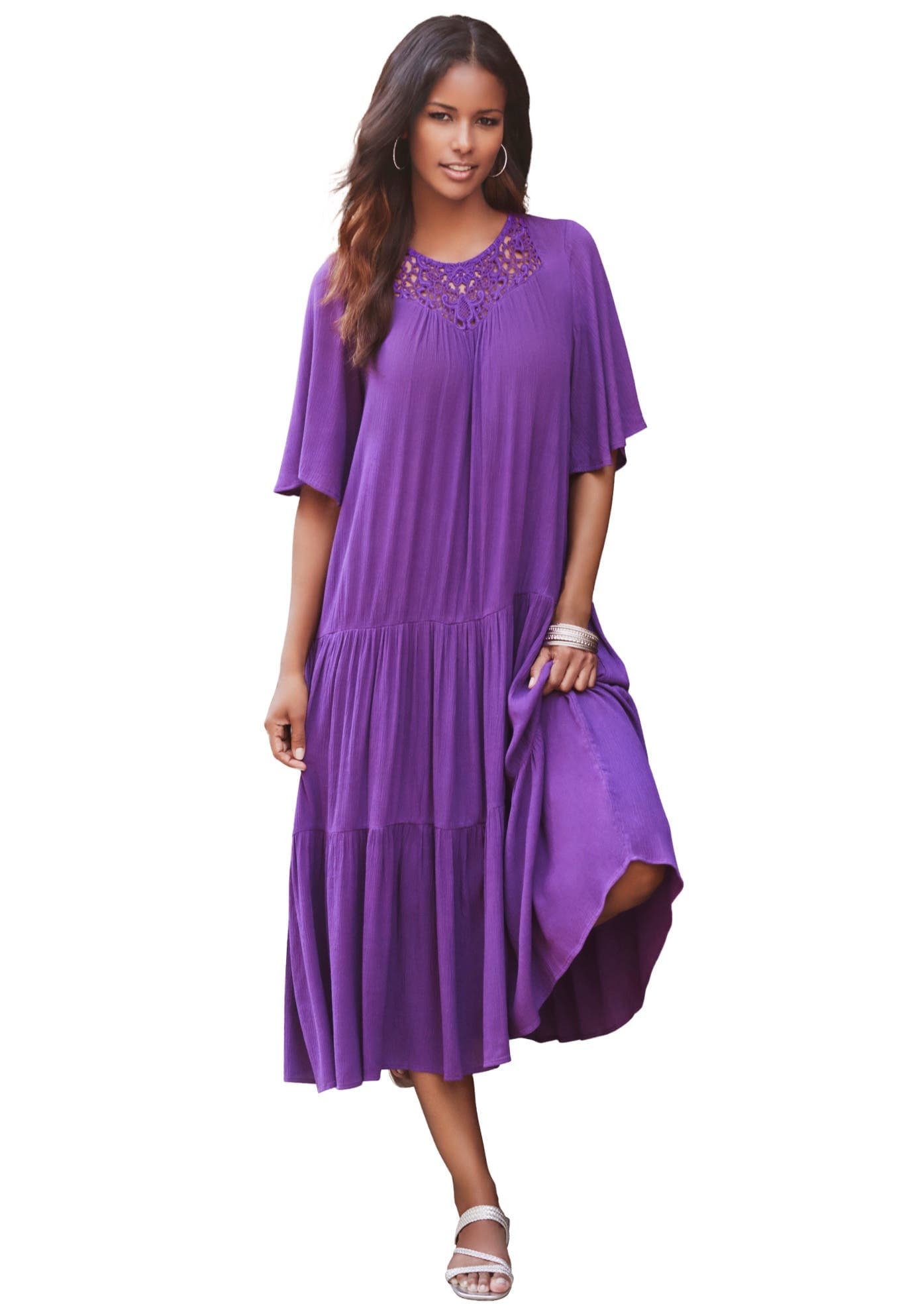 Hand-Crinkled Crochet Neck Dress - image 1