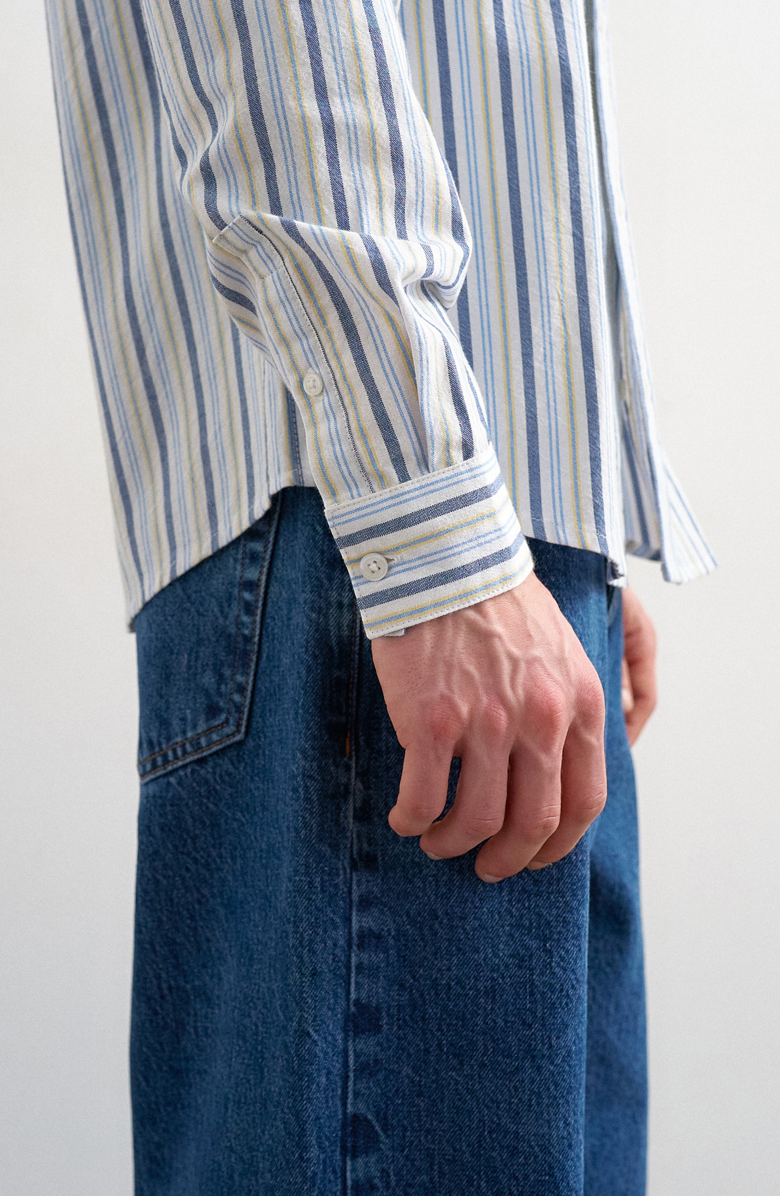 Relaxed Fit Stripe Cotton Button-Down Oxford Shirt - image 2