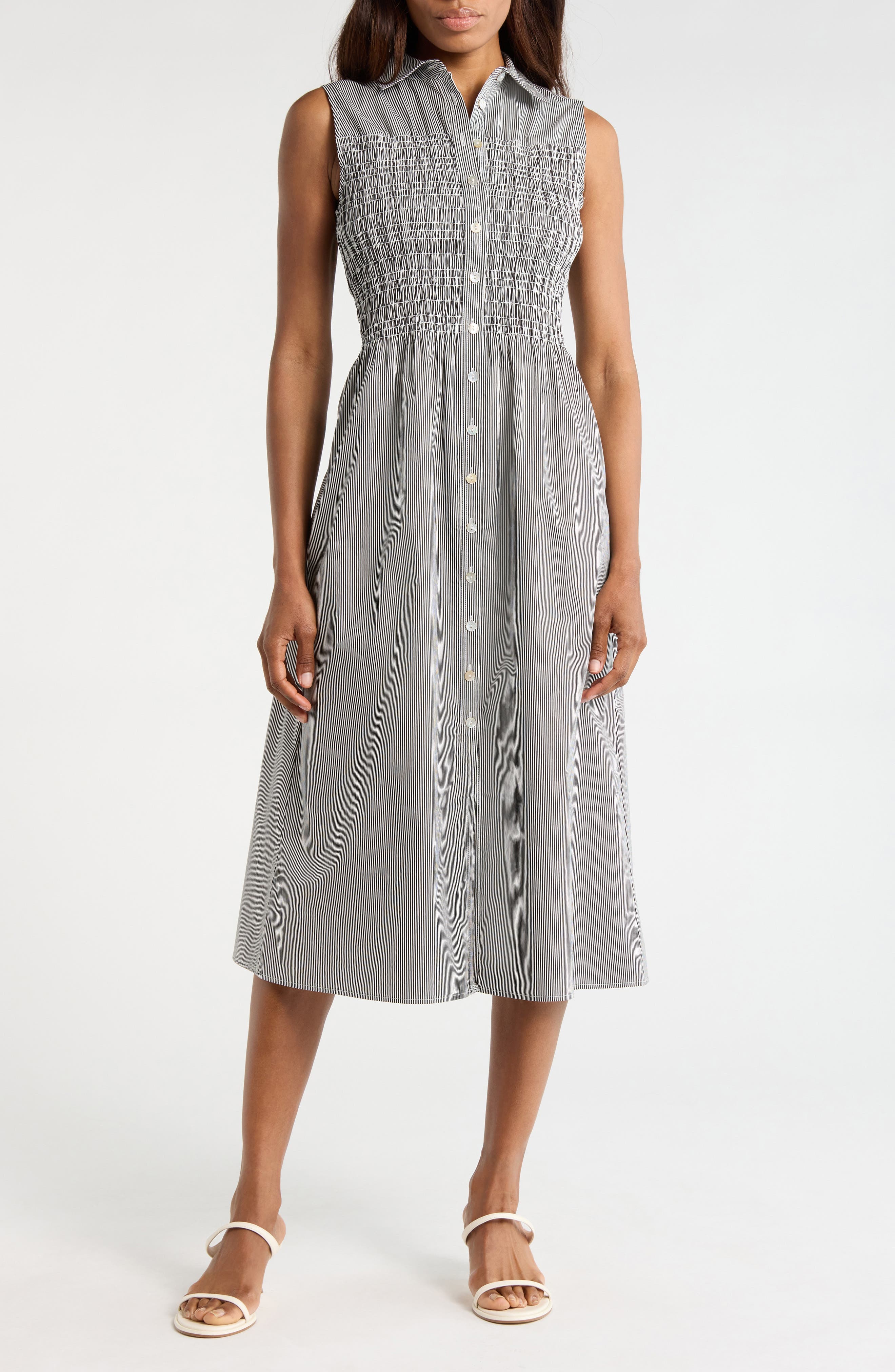 Smocked Sleeveless Shirtdress - image 1