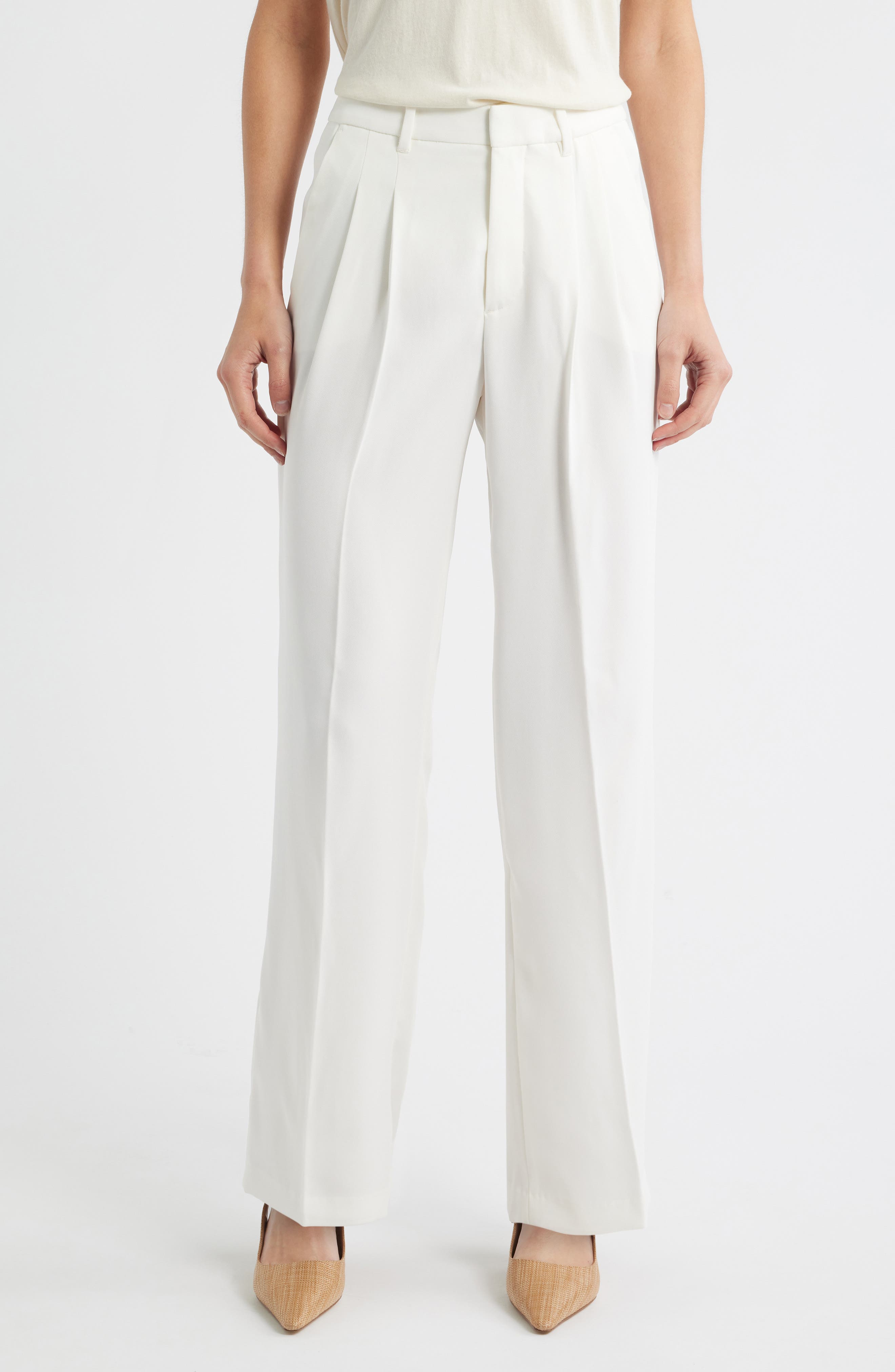 Pleated Straight Leg Pants
