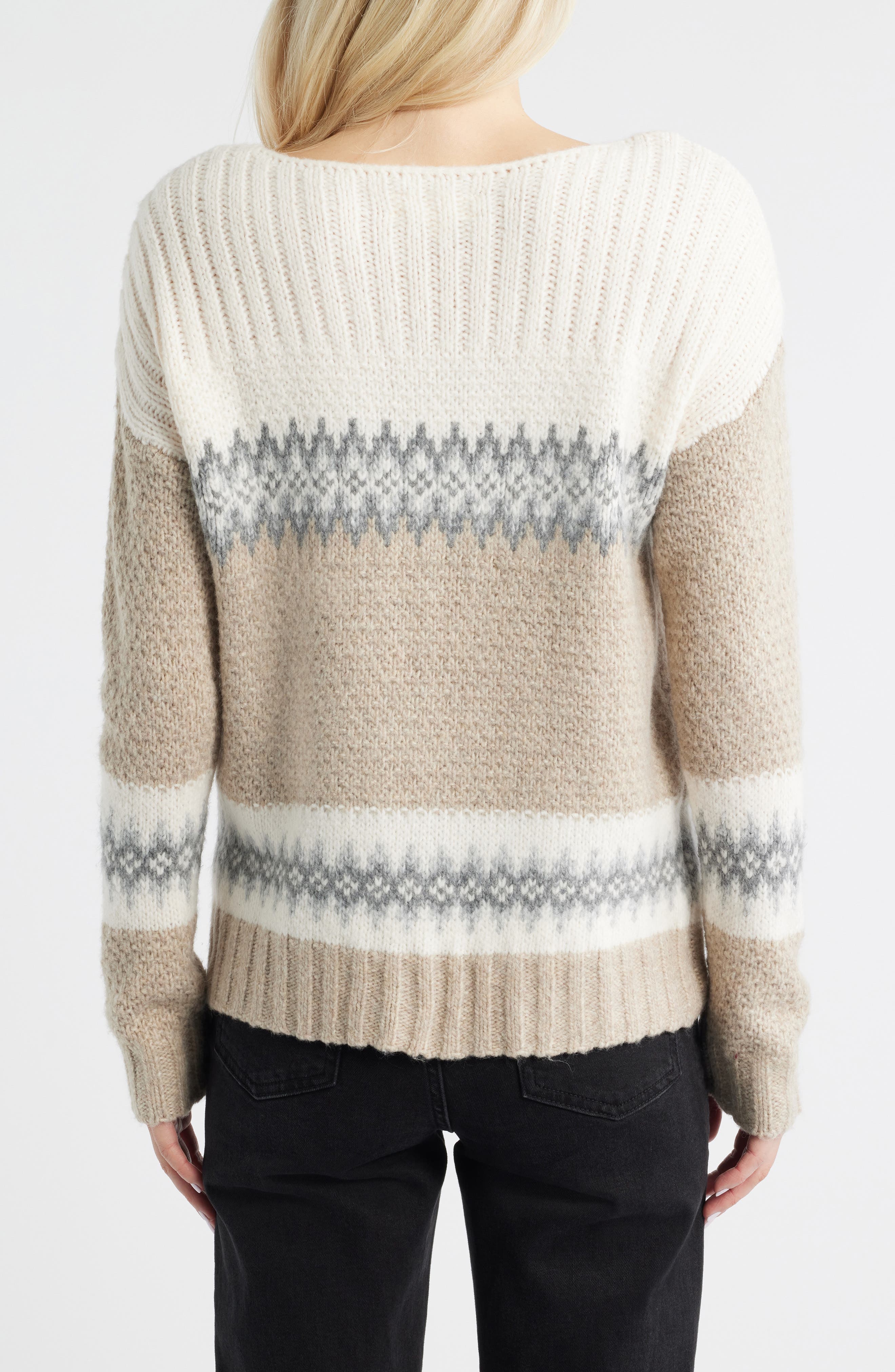 Fair Isle Boat Neck Sweater - image 2