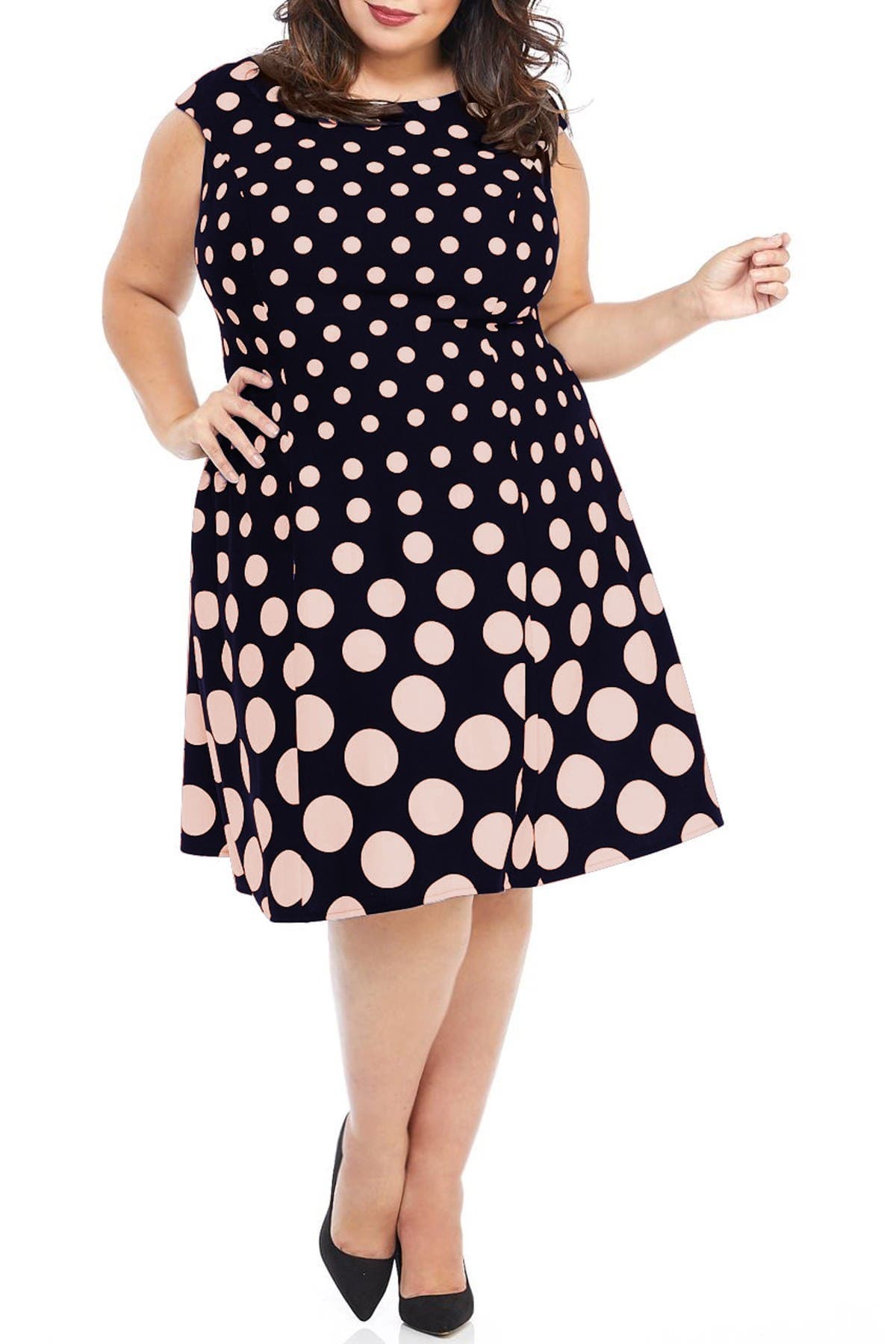 Polka Dot Fit & Flare Dress - image 1