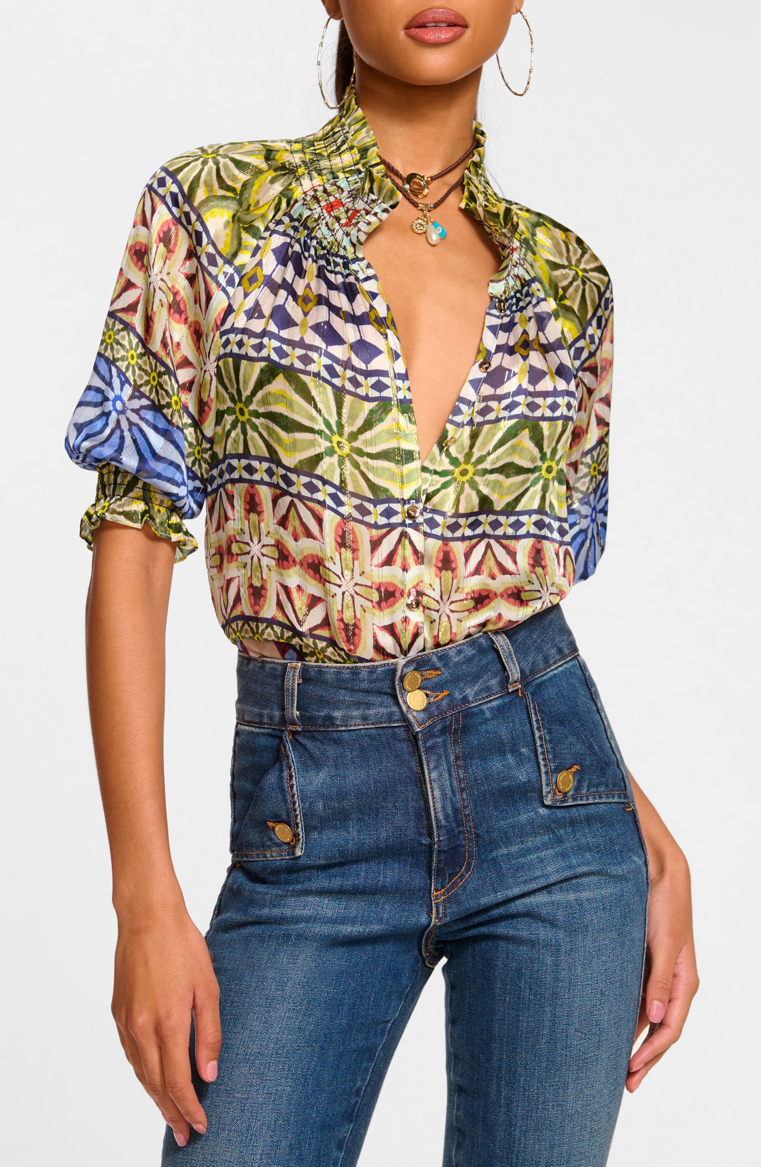 Chela Metallic Silk Shirt - image 1