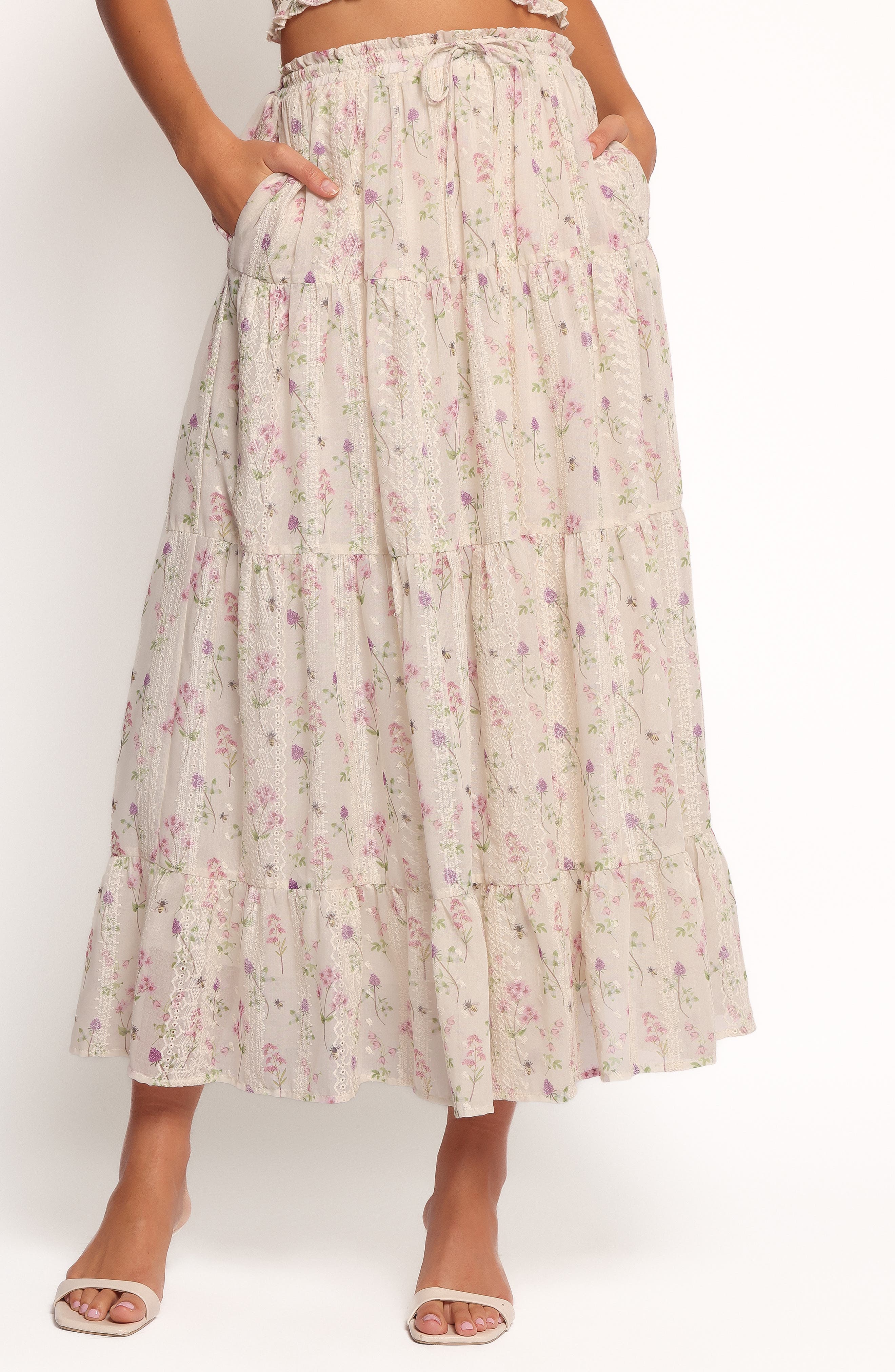 Amberlyn Embroidered Tiered Maxi Skirt - image 1
