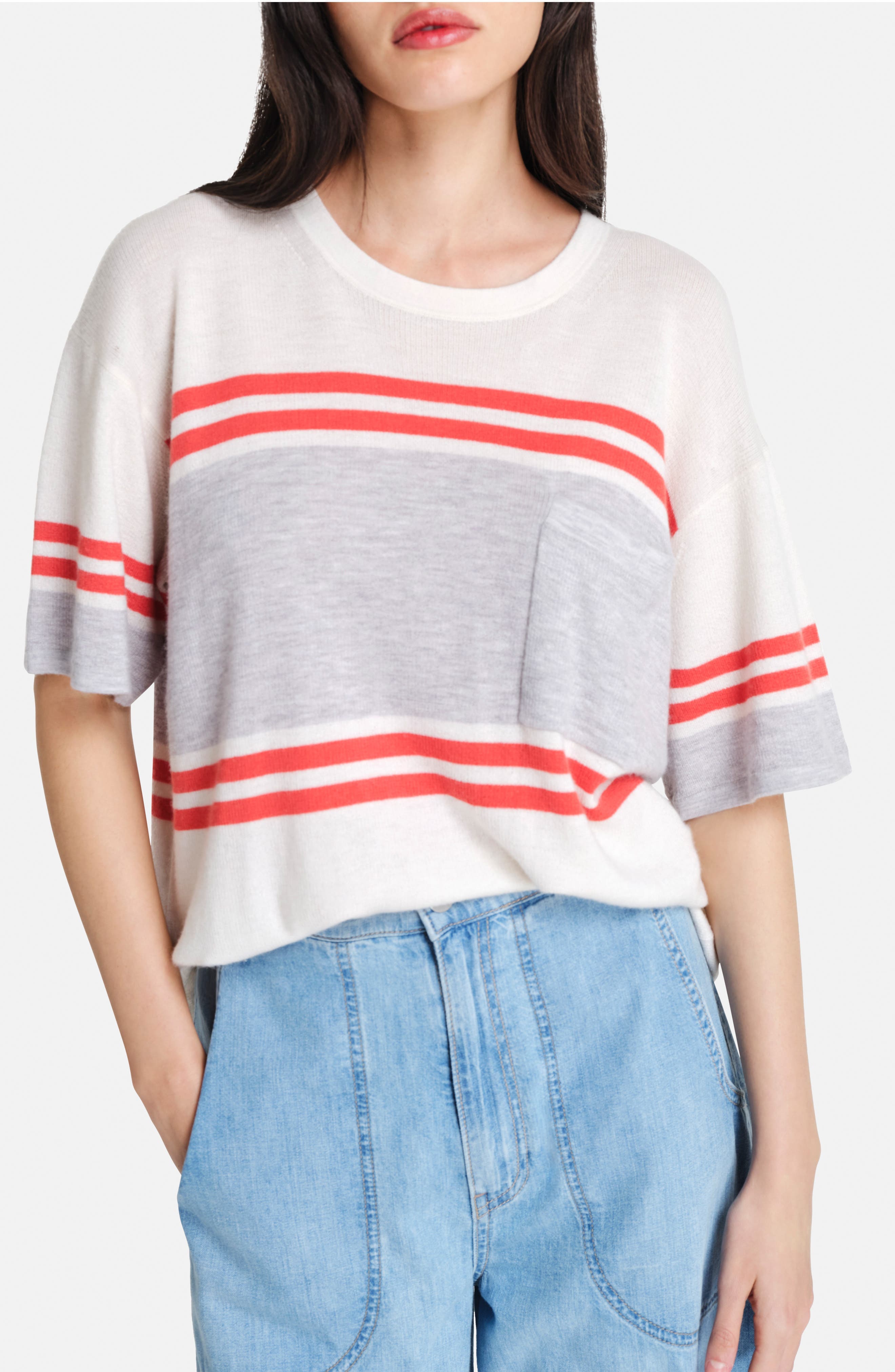 Engineered Stripe Cashmere T-Shirt - image 1