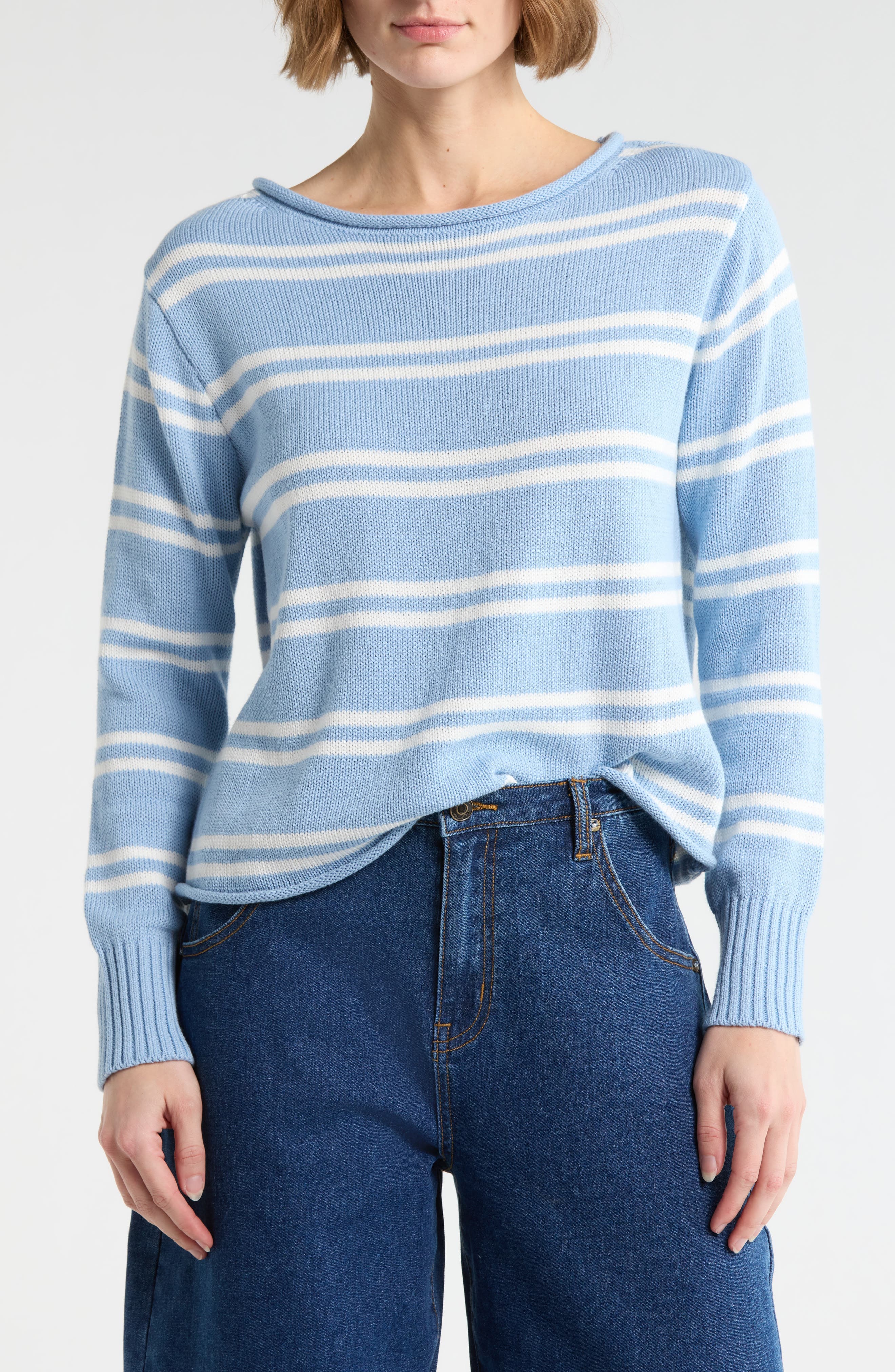 Stripe Boat Neck Crop Sweater - image 3