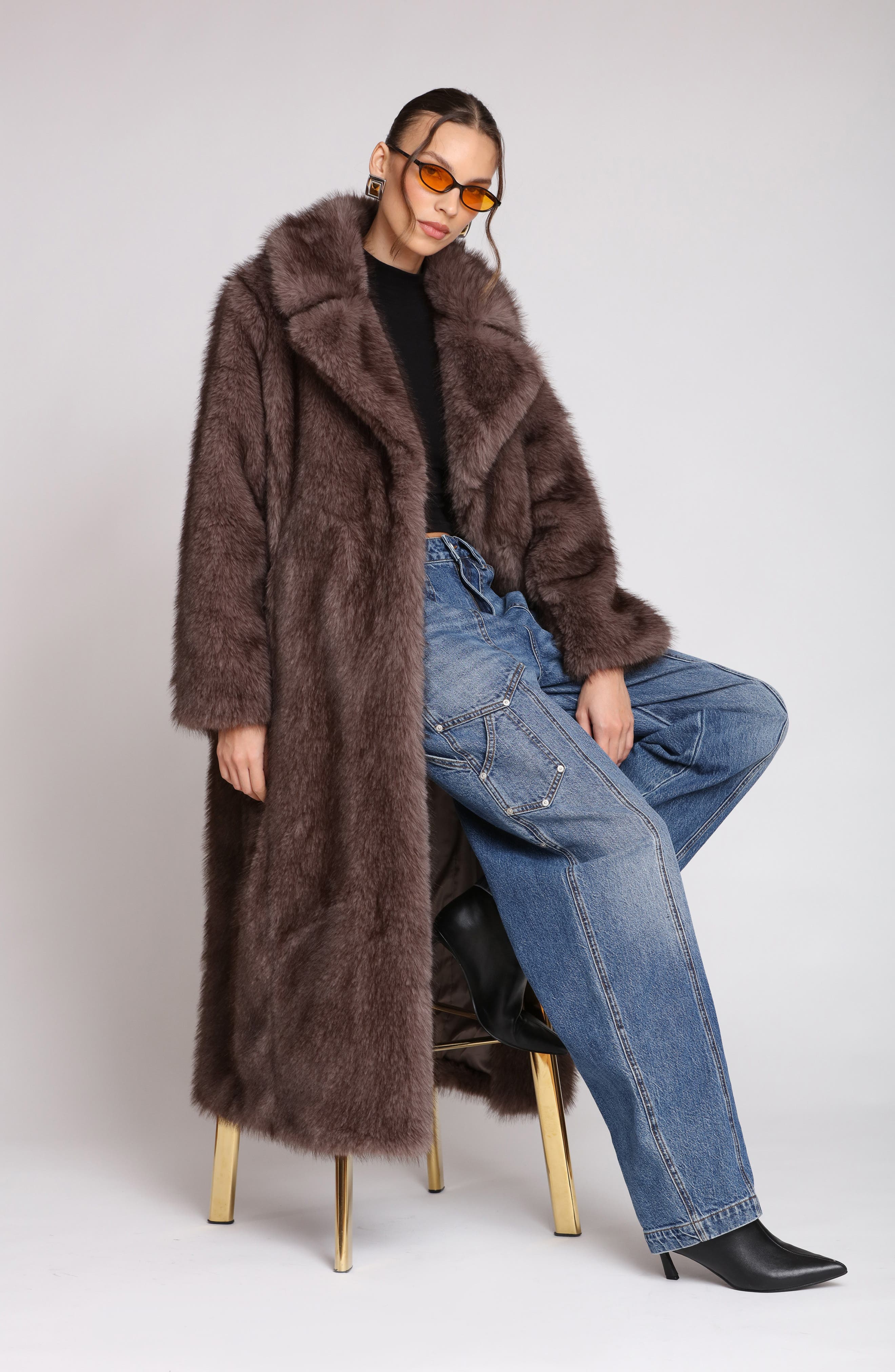Faux Fur Longline Coat - image 2