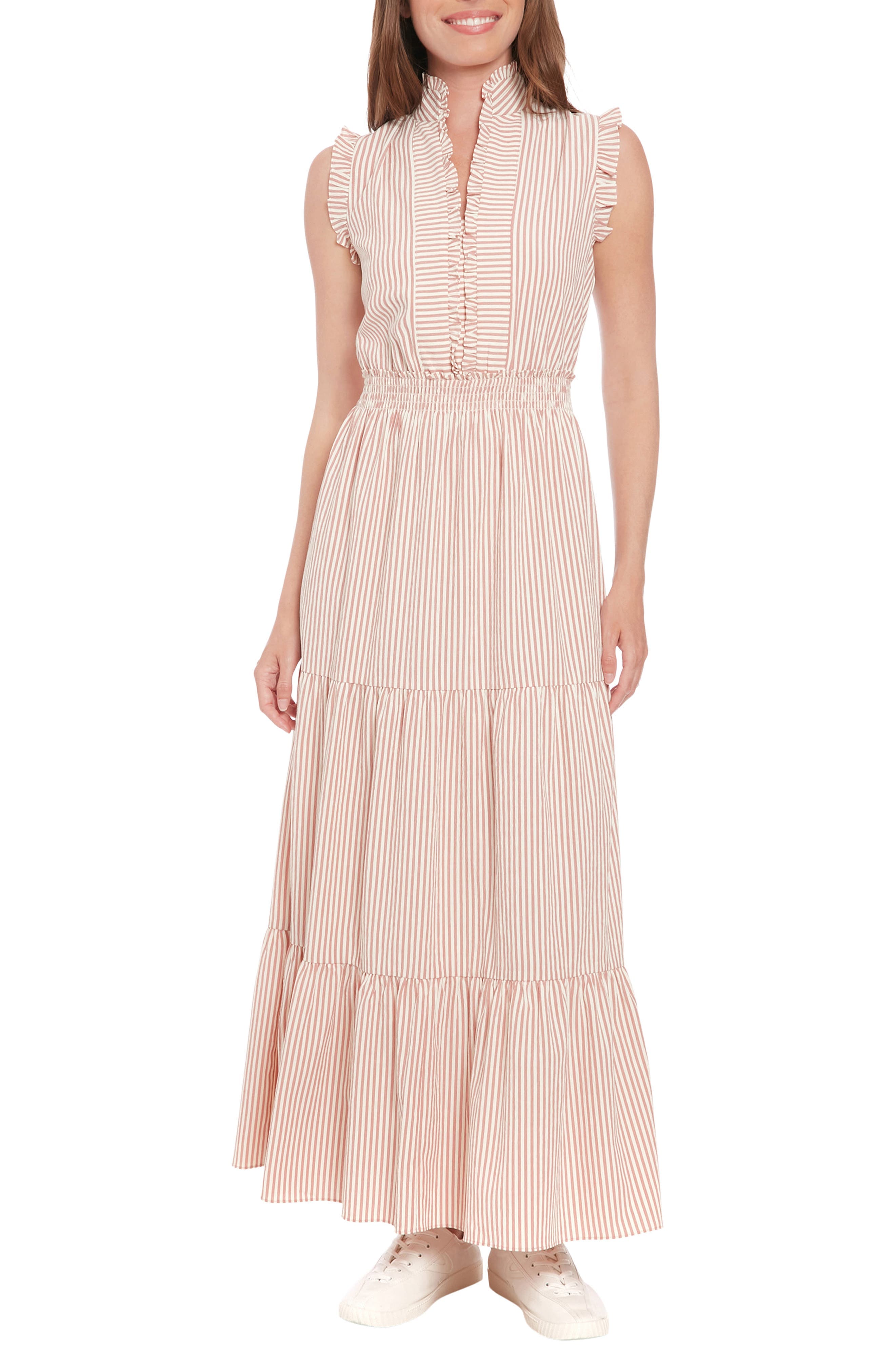 Stripe Ruffle Sleeveless Tiered Maxi Dress - image 5