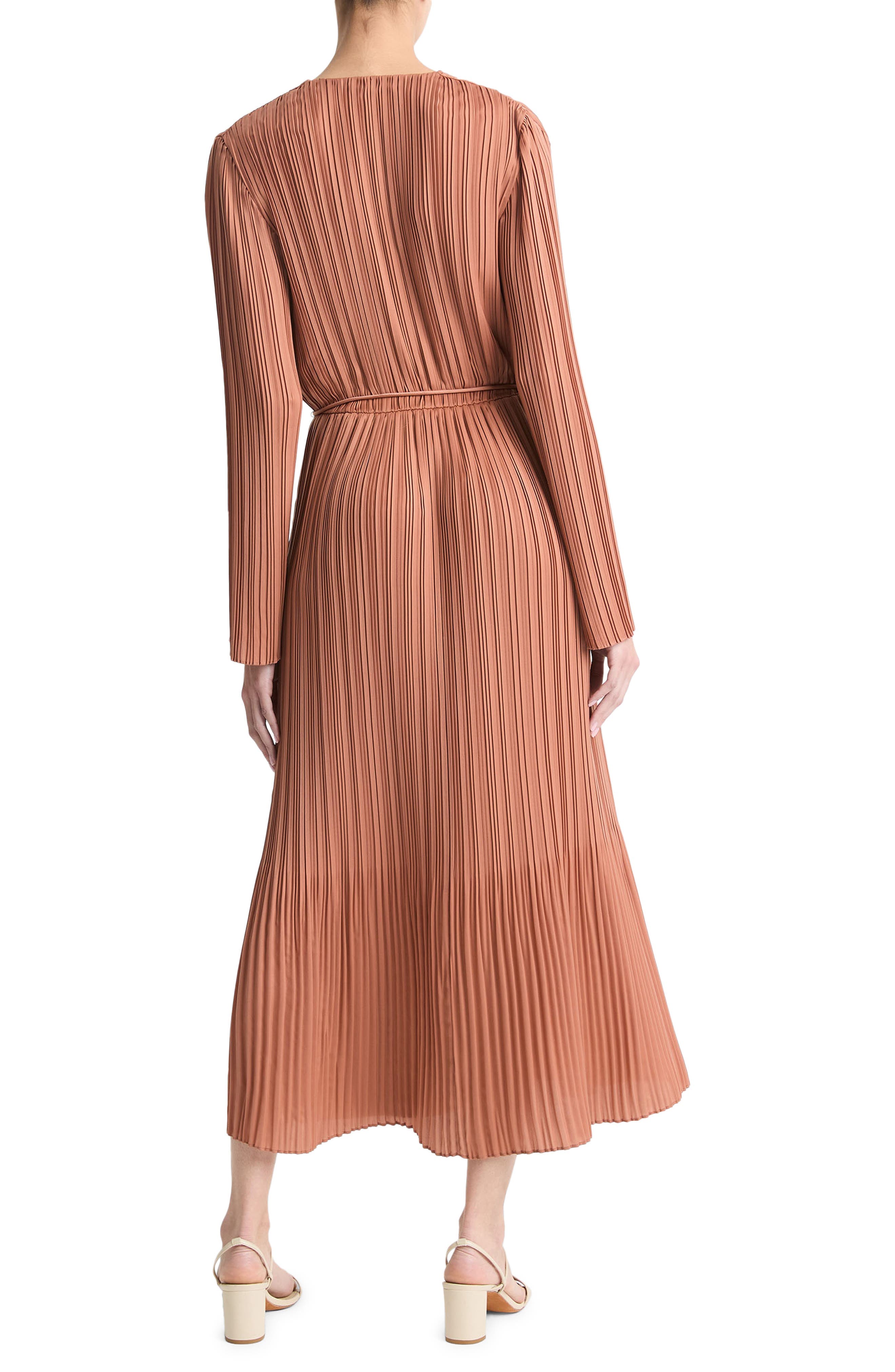 Variegated Pleat Long Sleeve Midi Dress - image 2