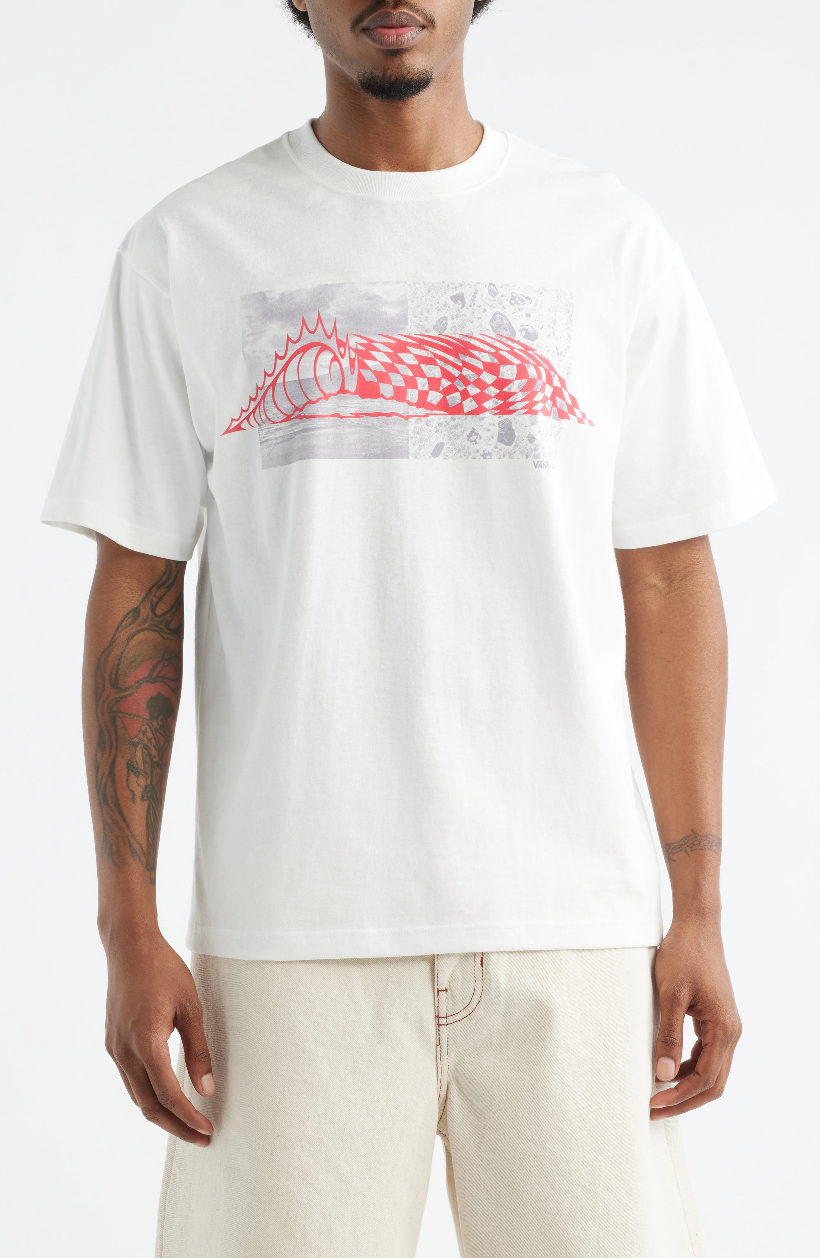 Wave Check Cotton Graphic T-Shirt - image 1