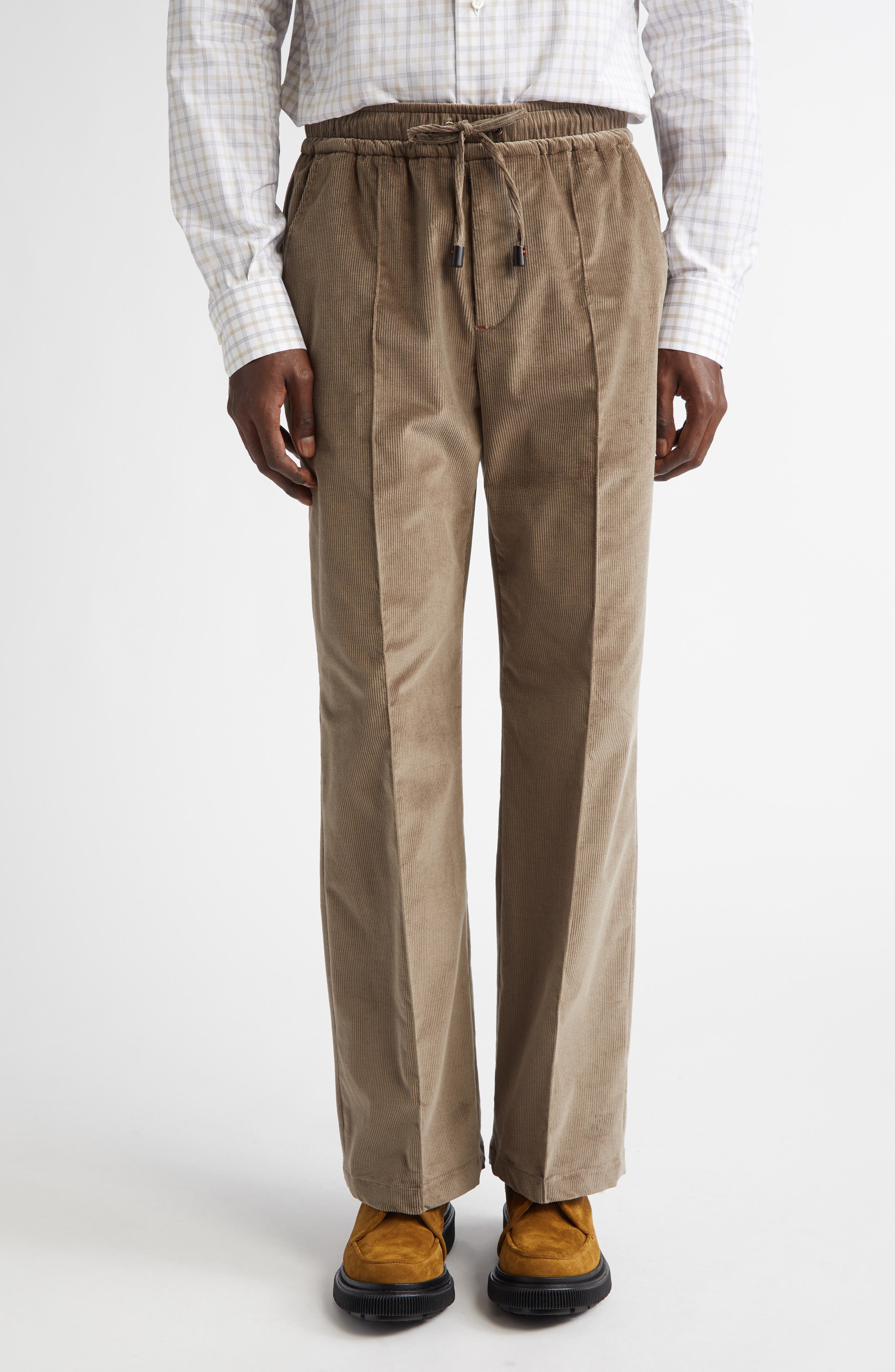 Drawstring Stretch Corduroy Wide Leg Pants - image 1