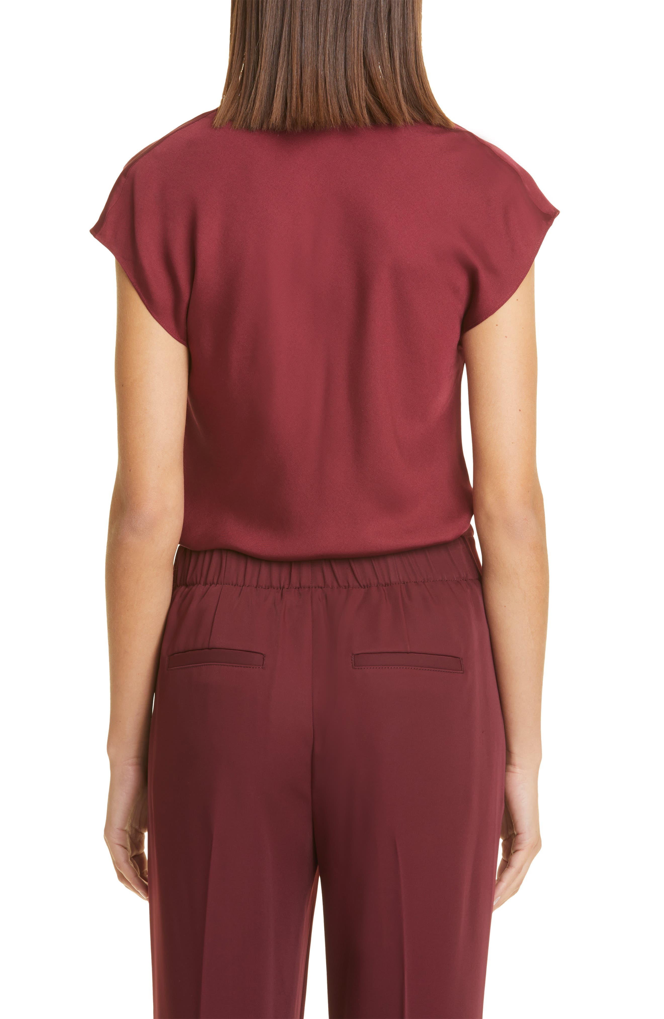 Cowl Neck Cap Sleeve Silk Blend Blouse - image 2