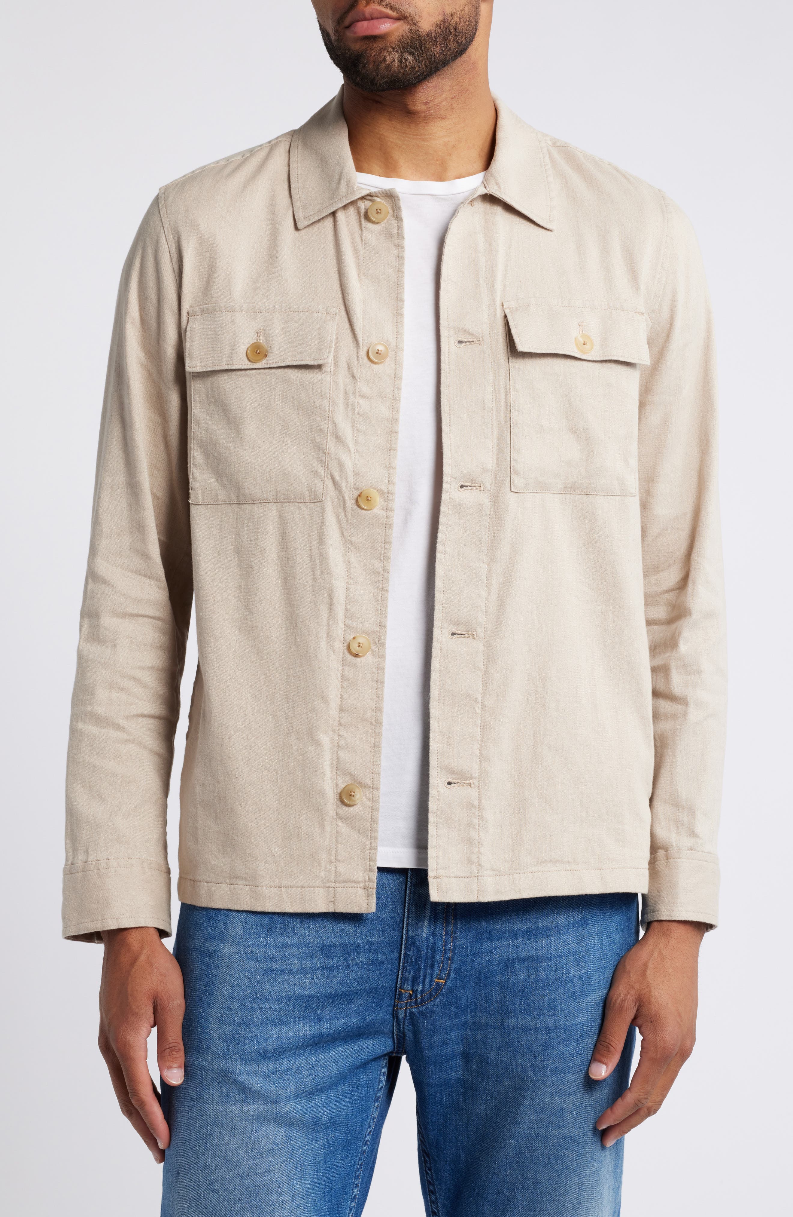 Movement Flex Linen & Cotton Button-Up Shirt Jacket - image 1
