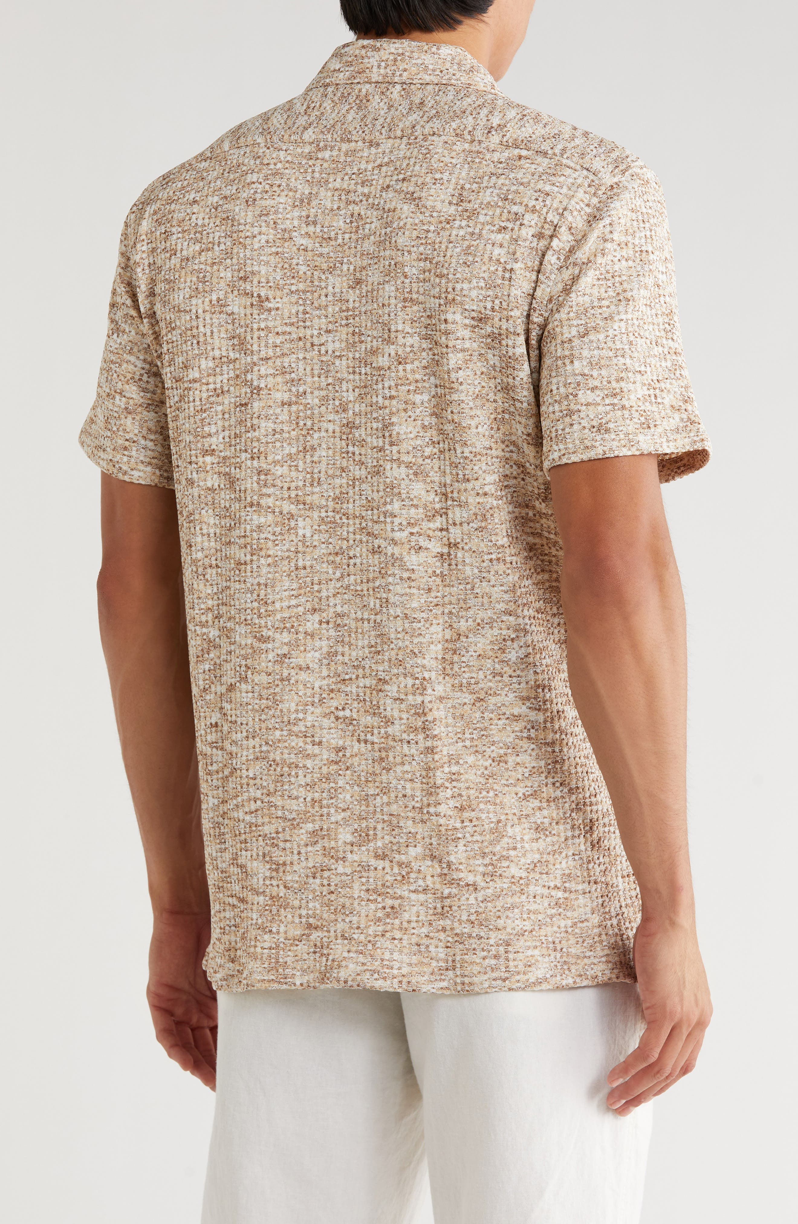Melange Short Sleeve Button-Up Shirt - image 2
