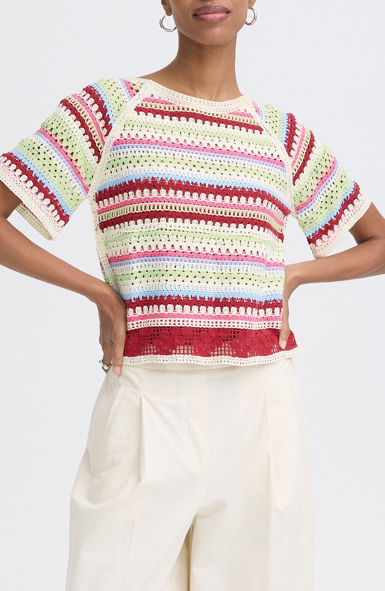 Multicolor Stripe Knit Top - image 1