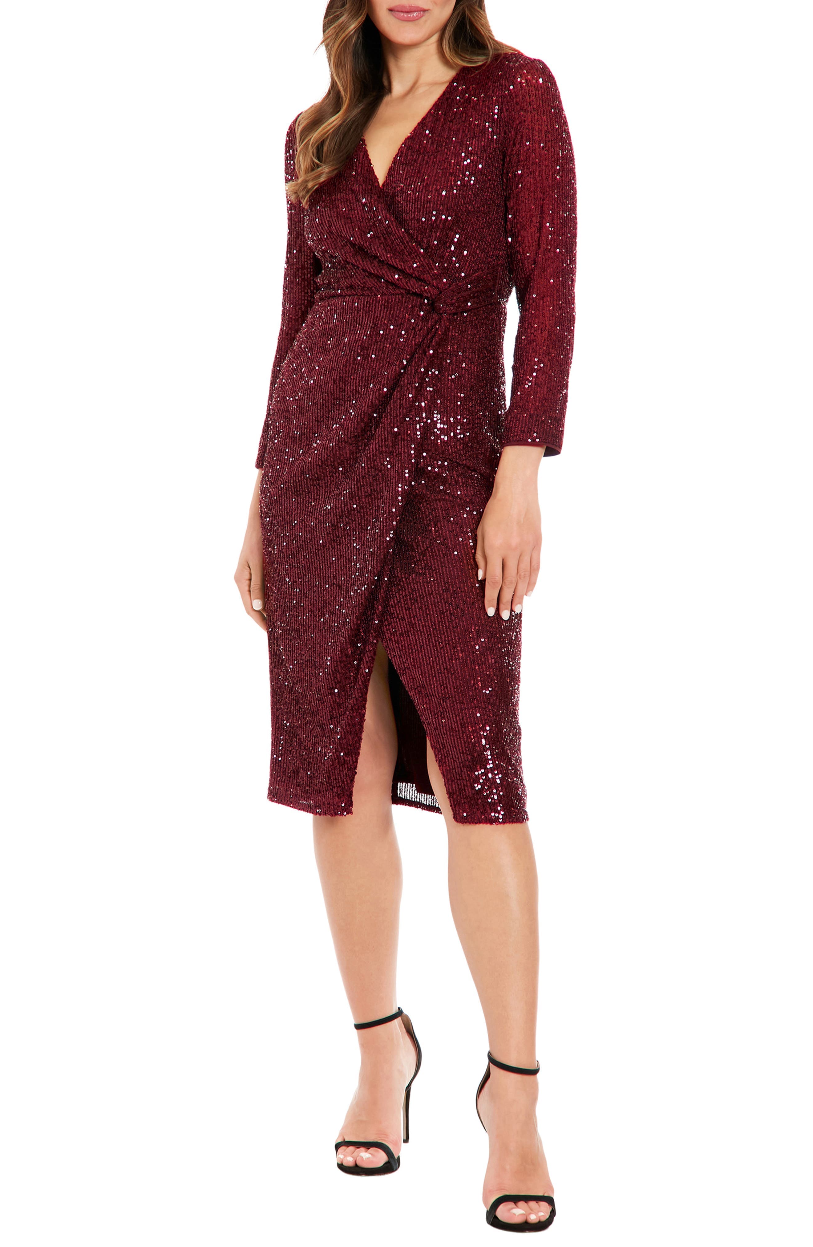 Sequin Surplice V-Neck Wrap Dress - image 1
