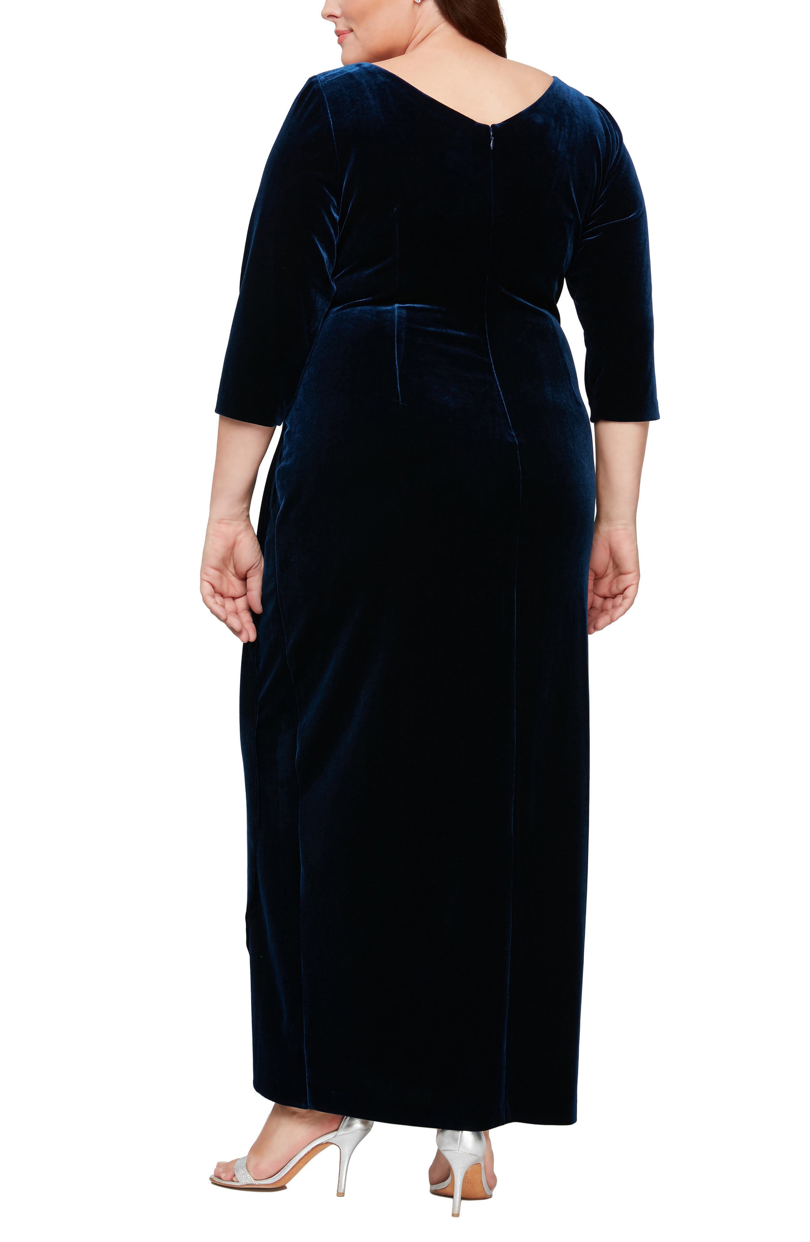 Surplice Neck Velvet Dress - image 2